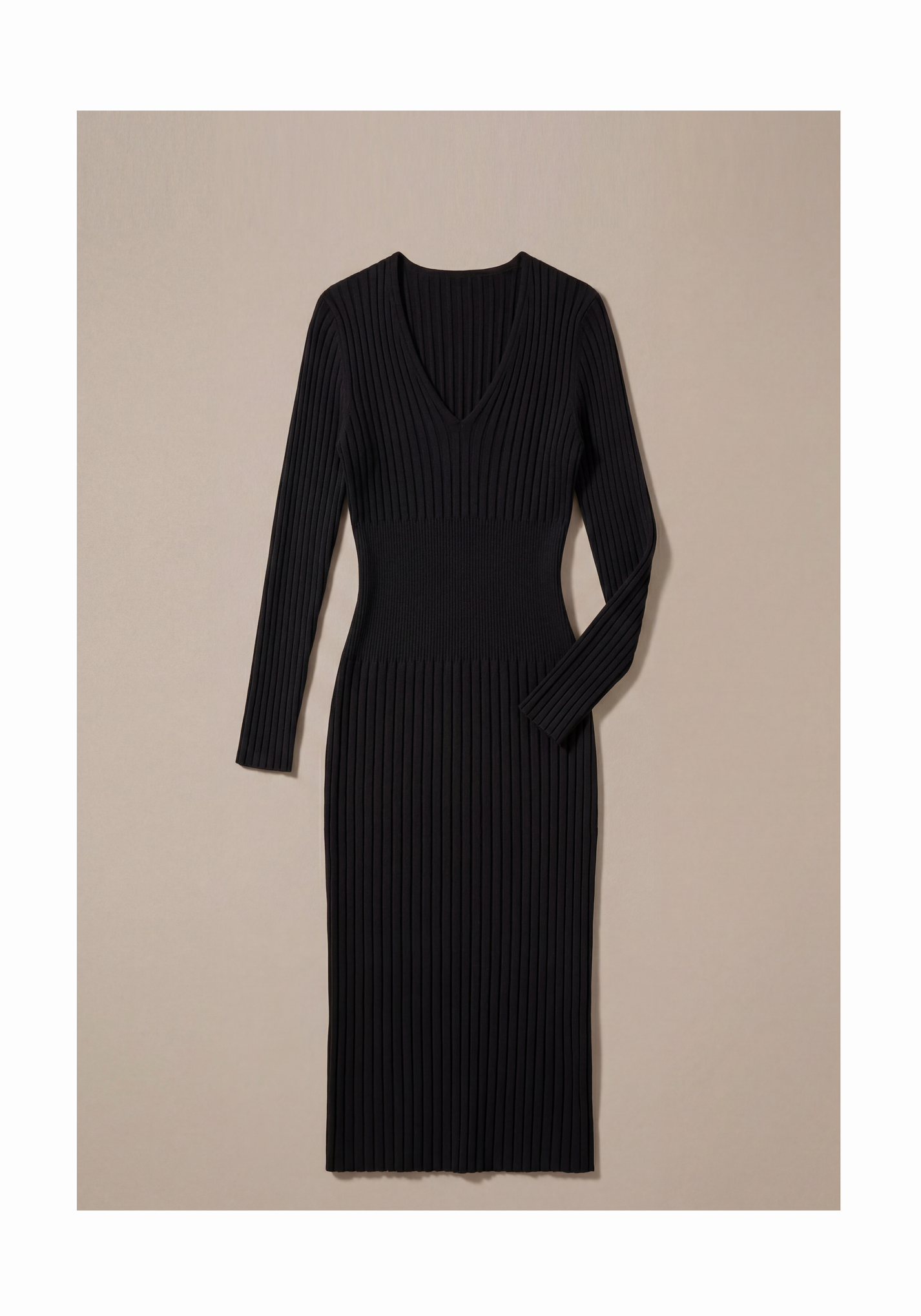 Noir Ribbed Dress Mysto Cashmere