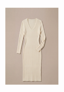 Noir Ribbed Dress Mysto Cashmere