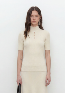 Linea Mock Neck Top Mysto Cashmere