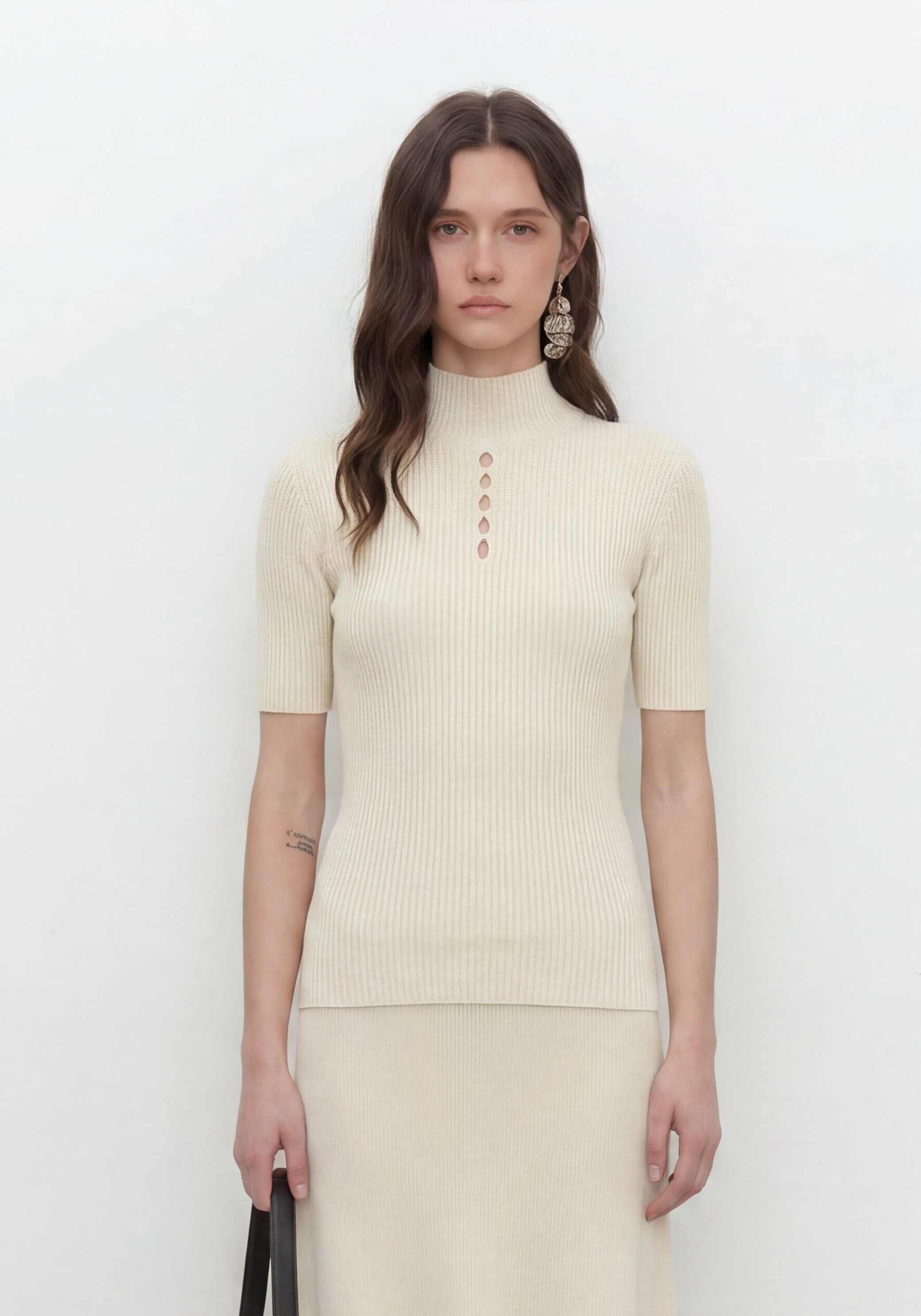 Linea Mock Neck Top Mysto Cashmere
