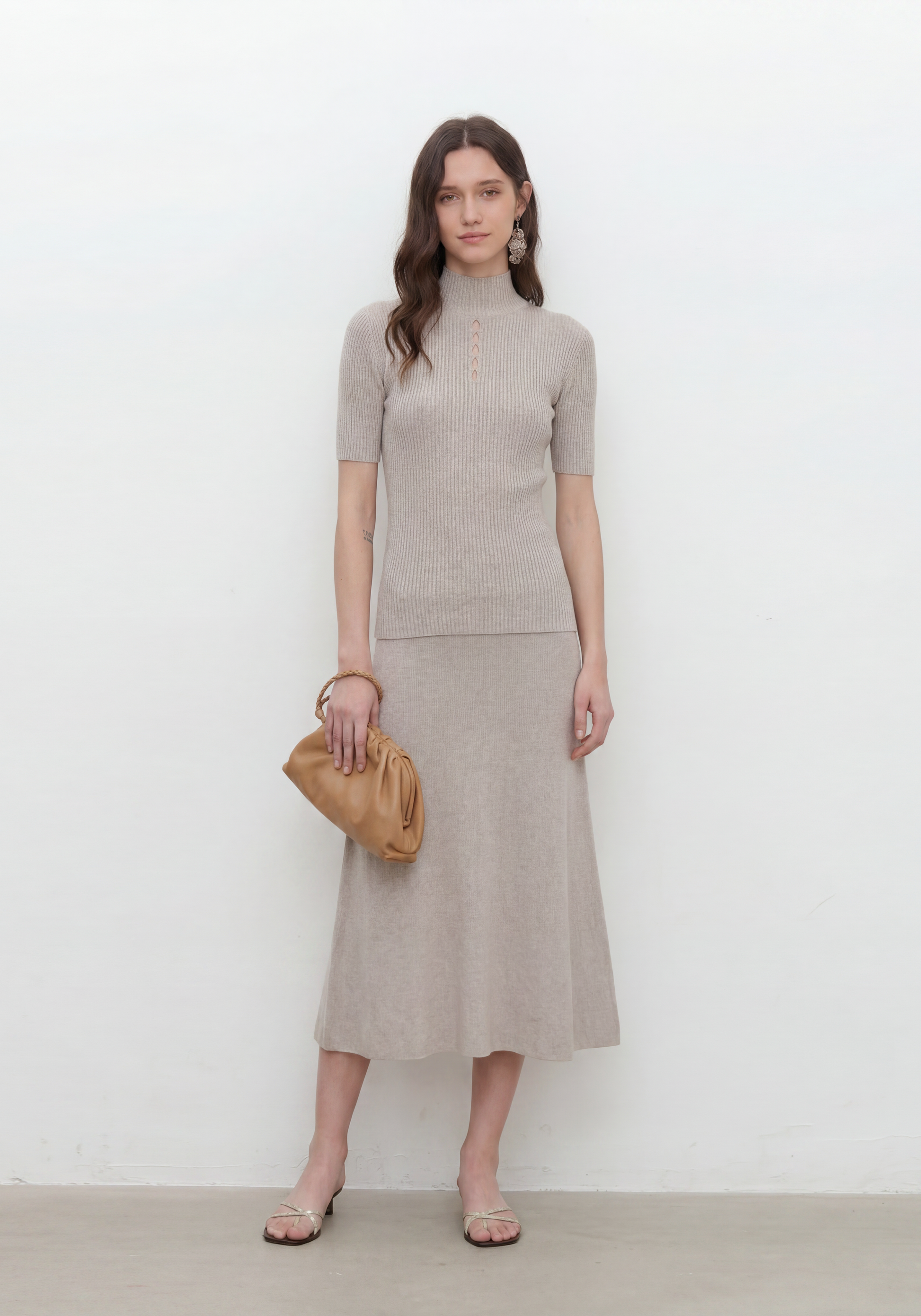 Halo Mock Neck Top Mysto Cashmere