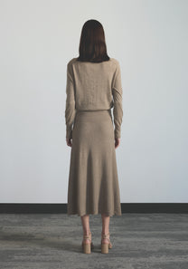 Back view of women’s ultra fine cashmere cardigan