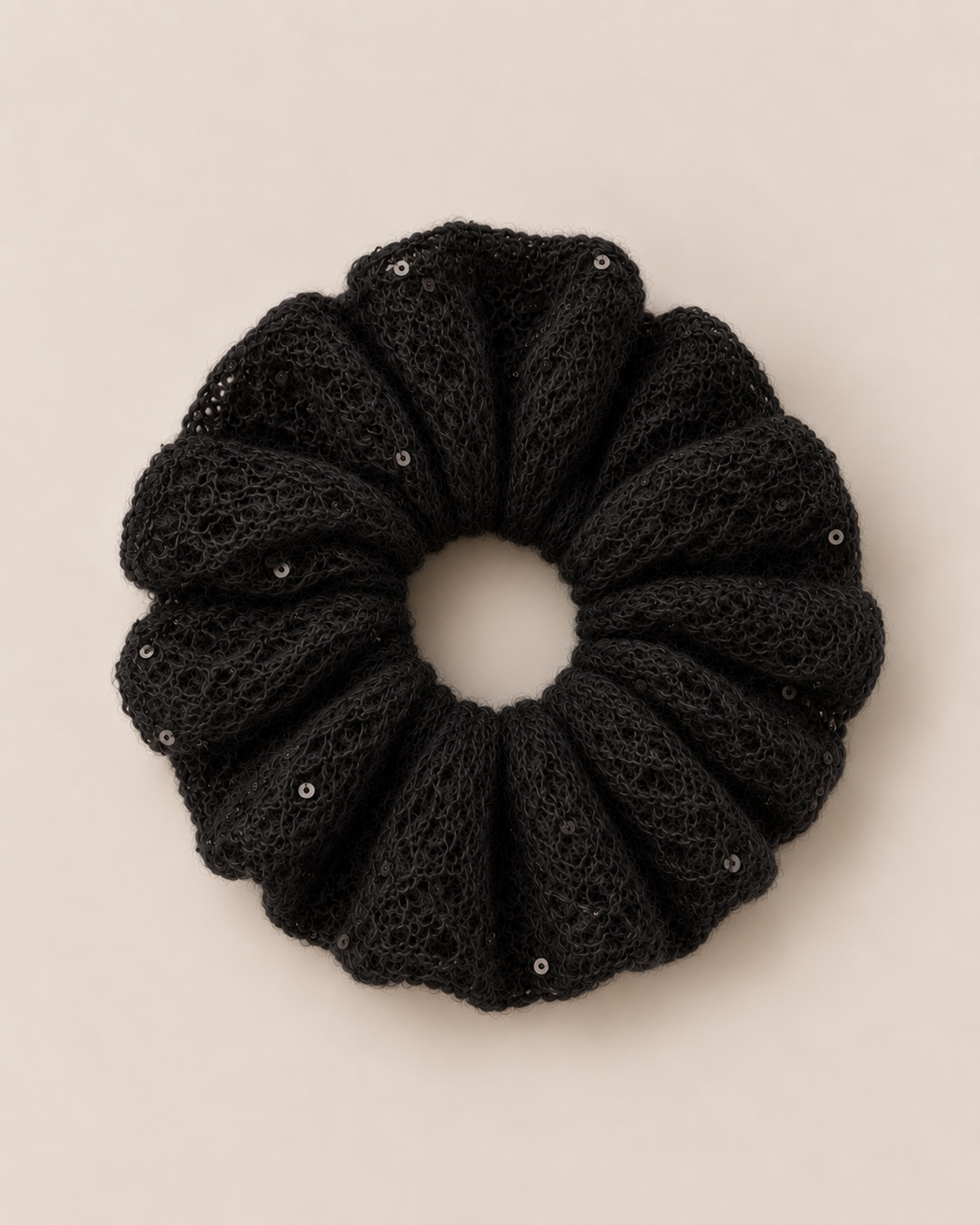 Cashmere Lace Knit Scrunchie in Americano, Mysto Cashmere