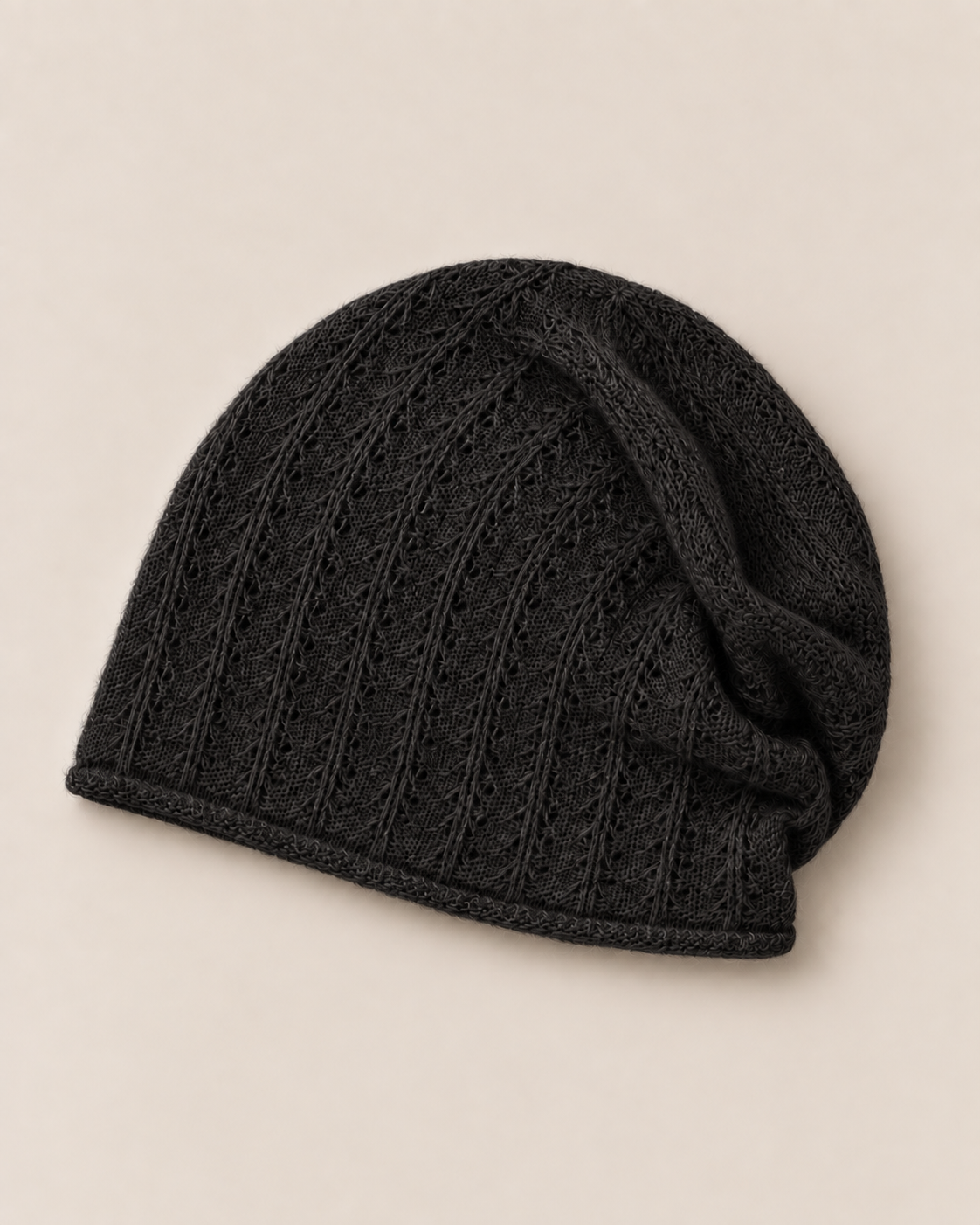 Cashmere Lace Knit Beanie in Americano, Mysto Cashmere