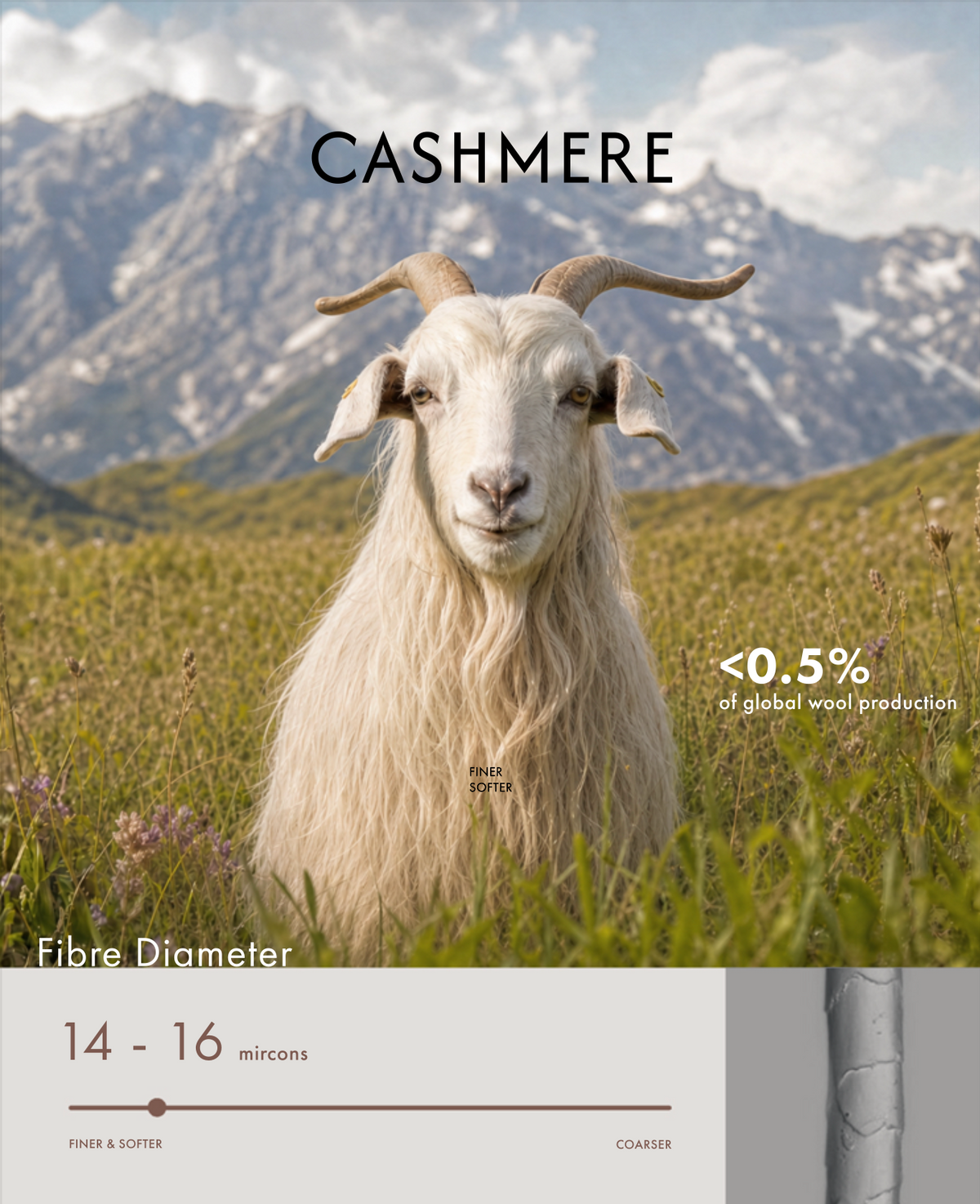Cashmere 14 to 16 Microns Fibre Diameter