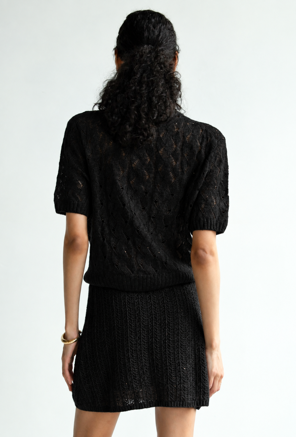 Cashmere Lace Knit Short Sleeves, Mysto Cashmere