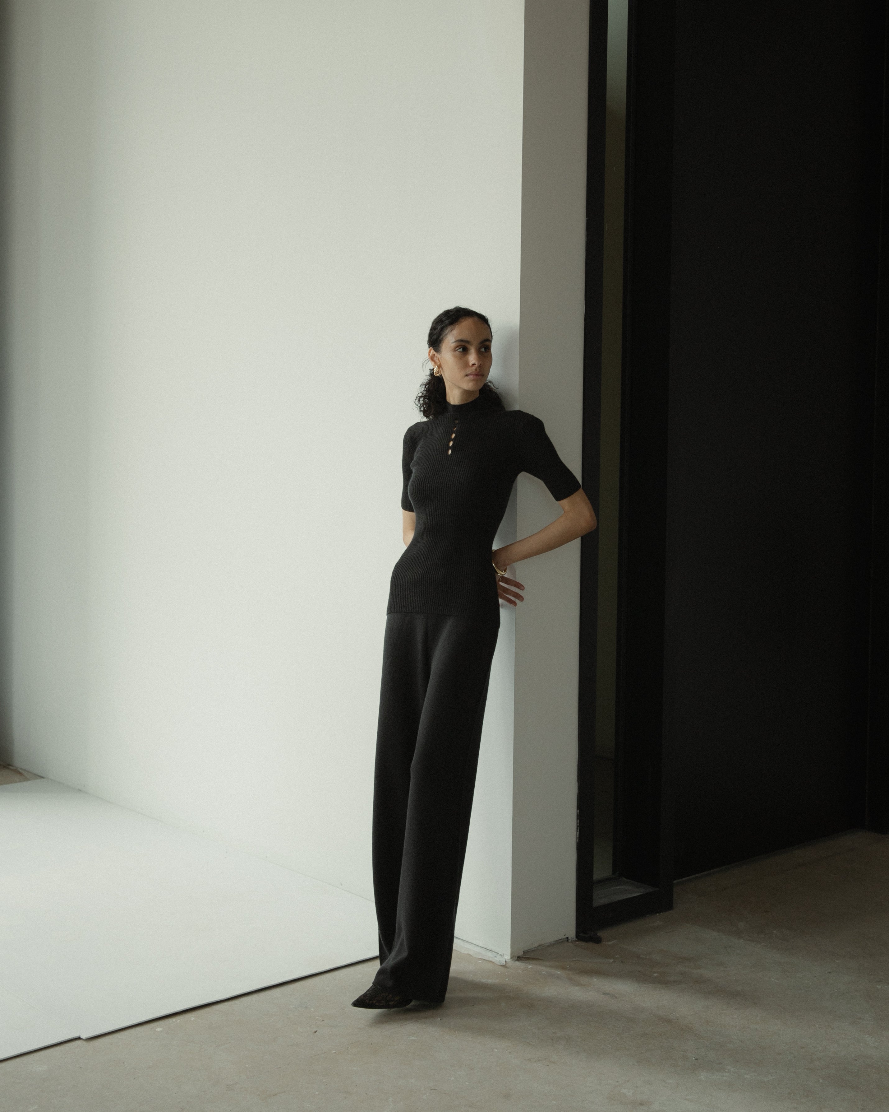 Linea Mock Neck Top Mysto Cashmere