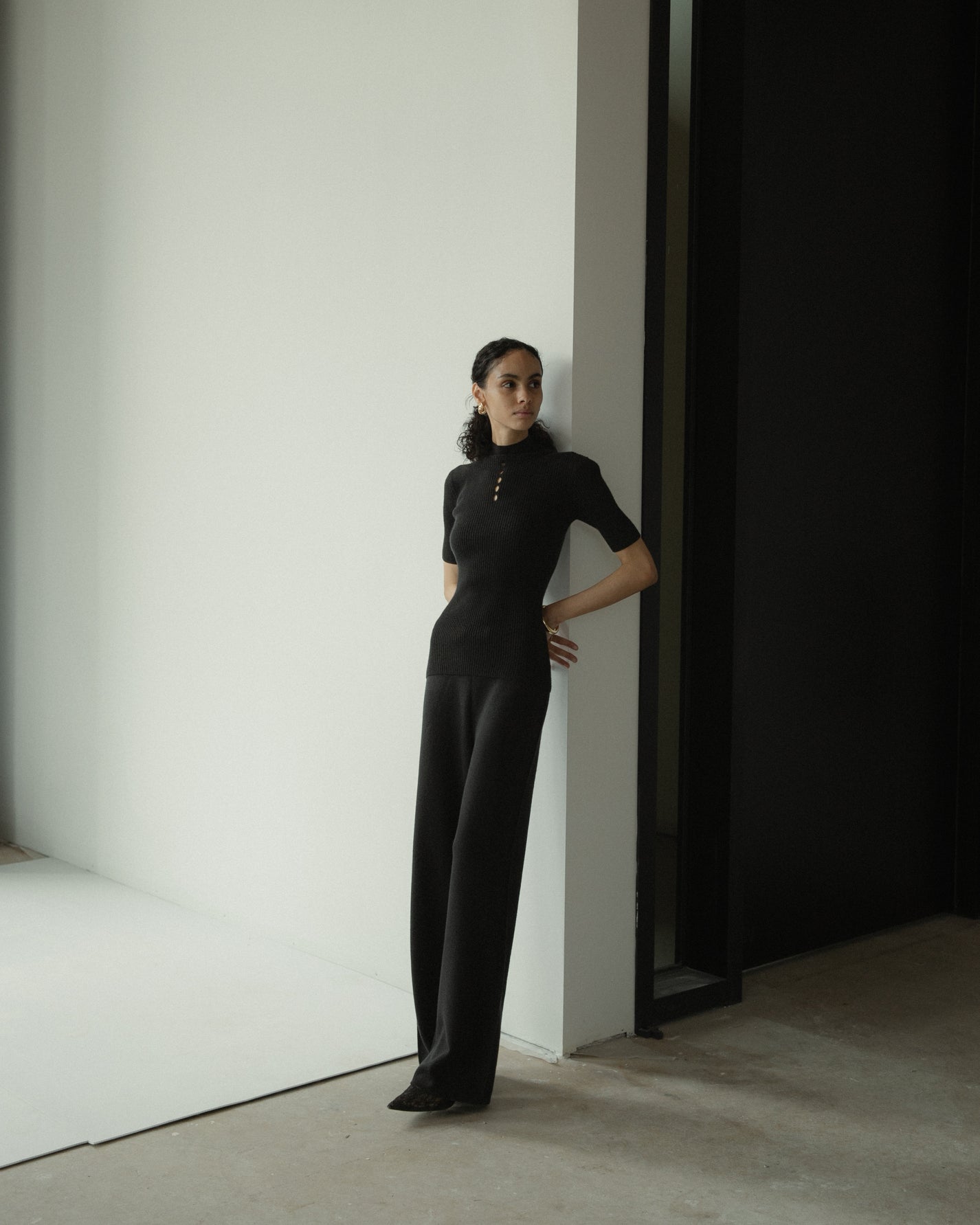 Linea Mock Neck Top Mysto Cashmere