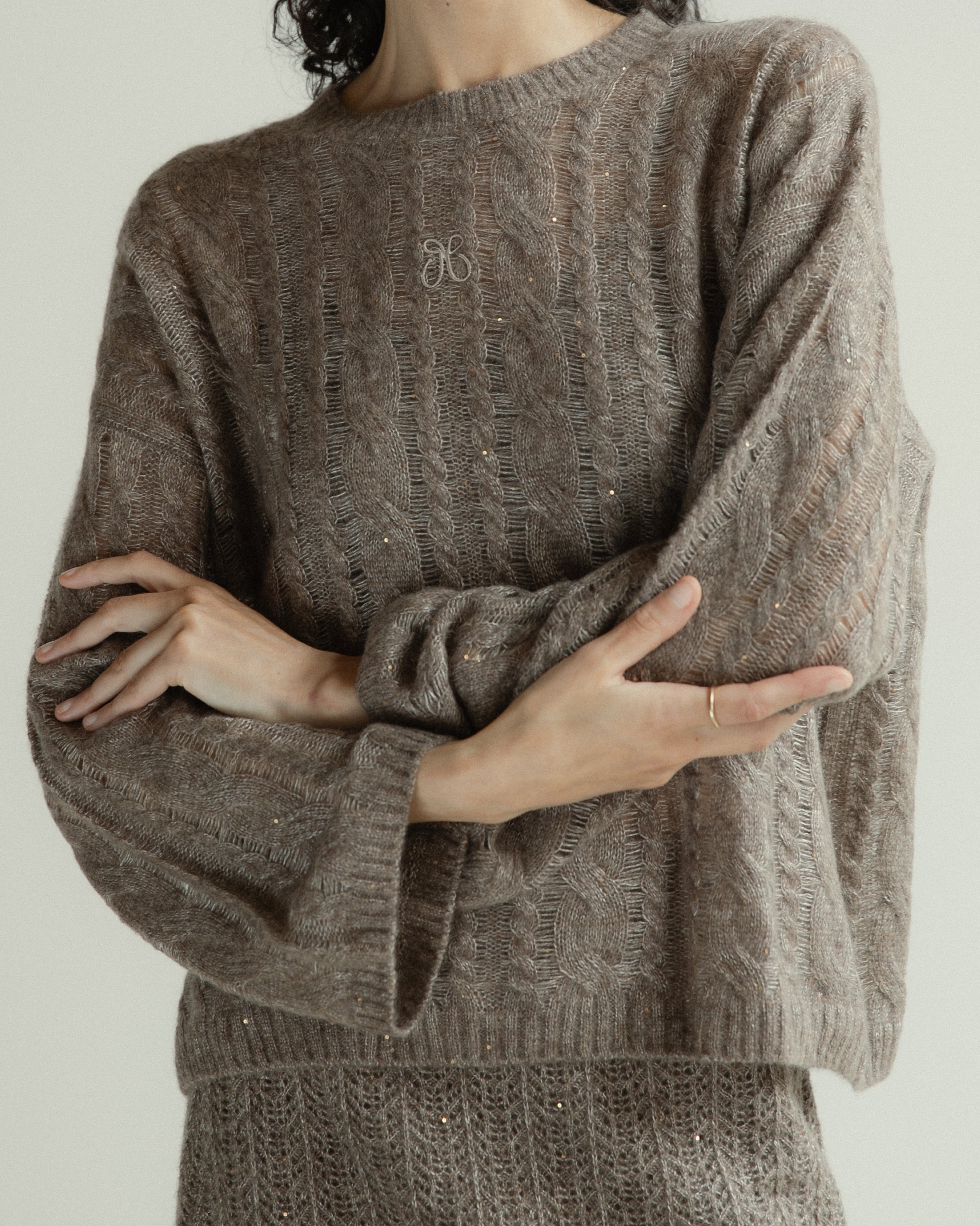 Cashmere Lace Knit Sweater, Mysto Cashmere