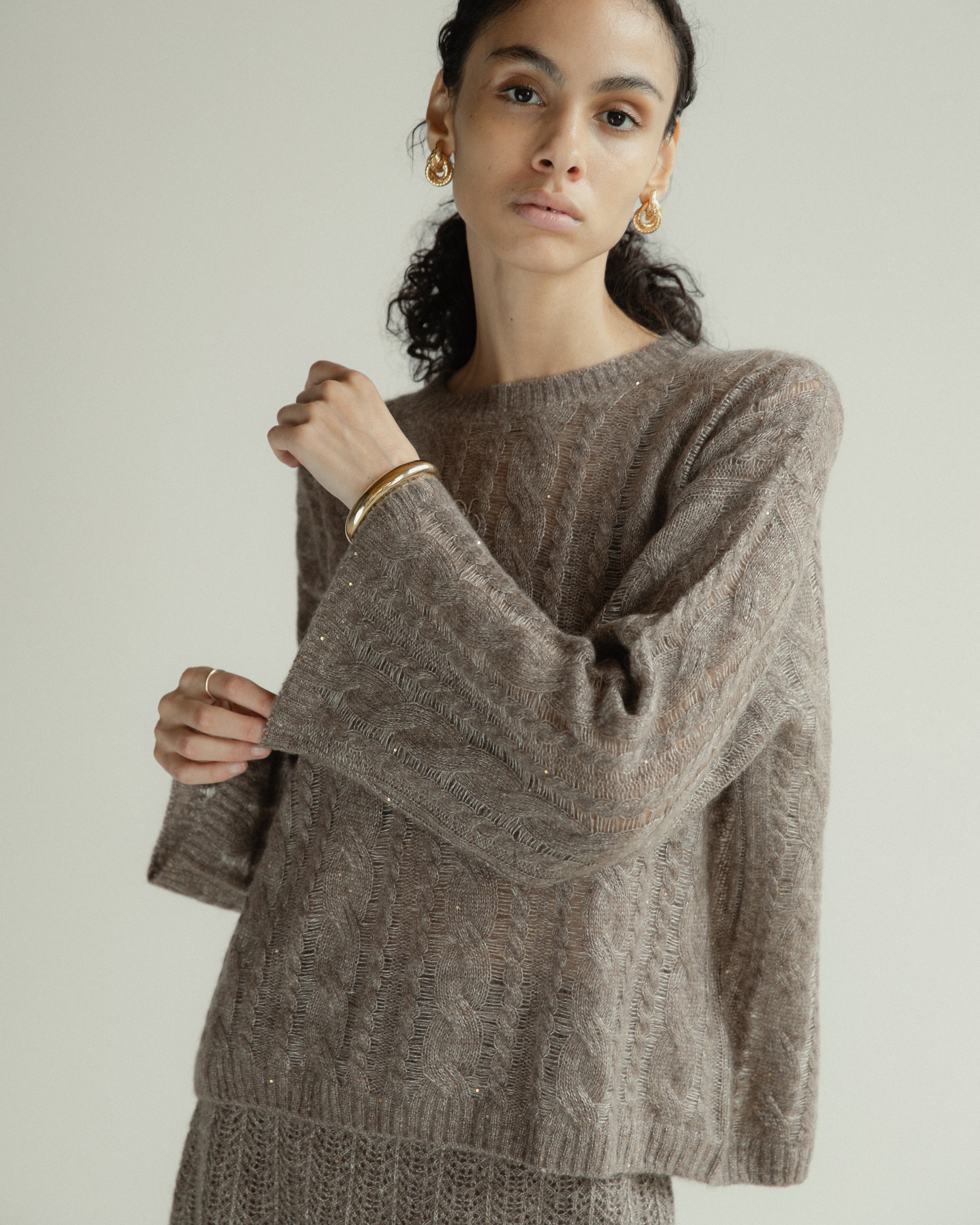 Cashmere Lace Knit Sweater, Mysto Cashmere
