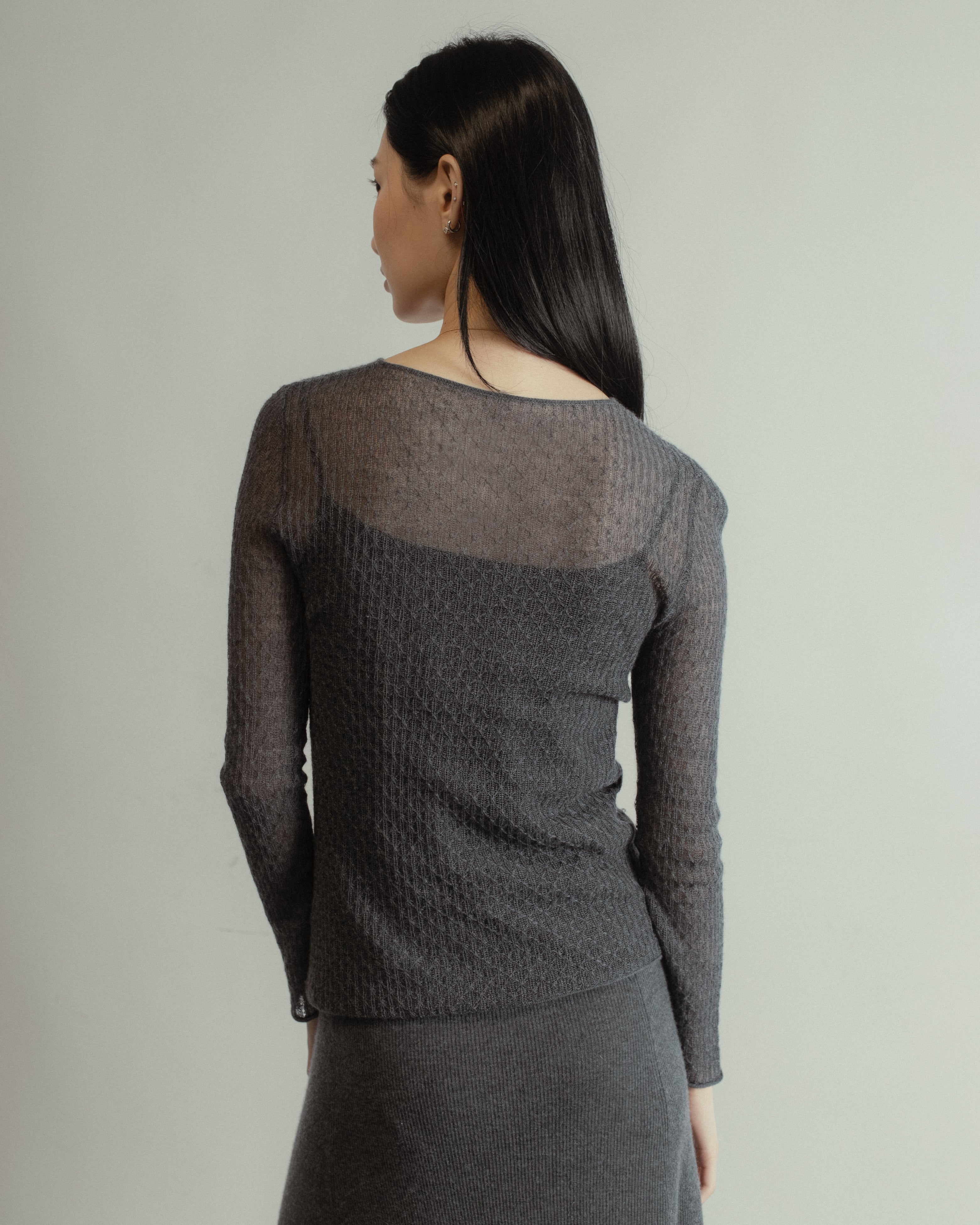 Veil Sheer Top Mysto Cashmere