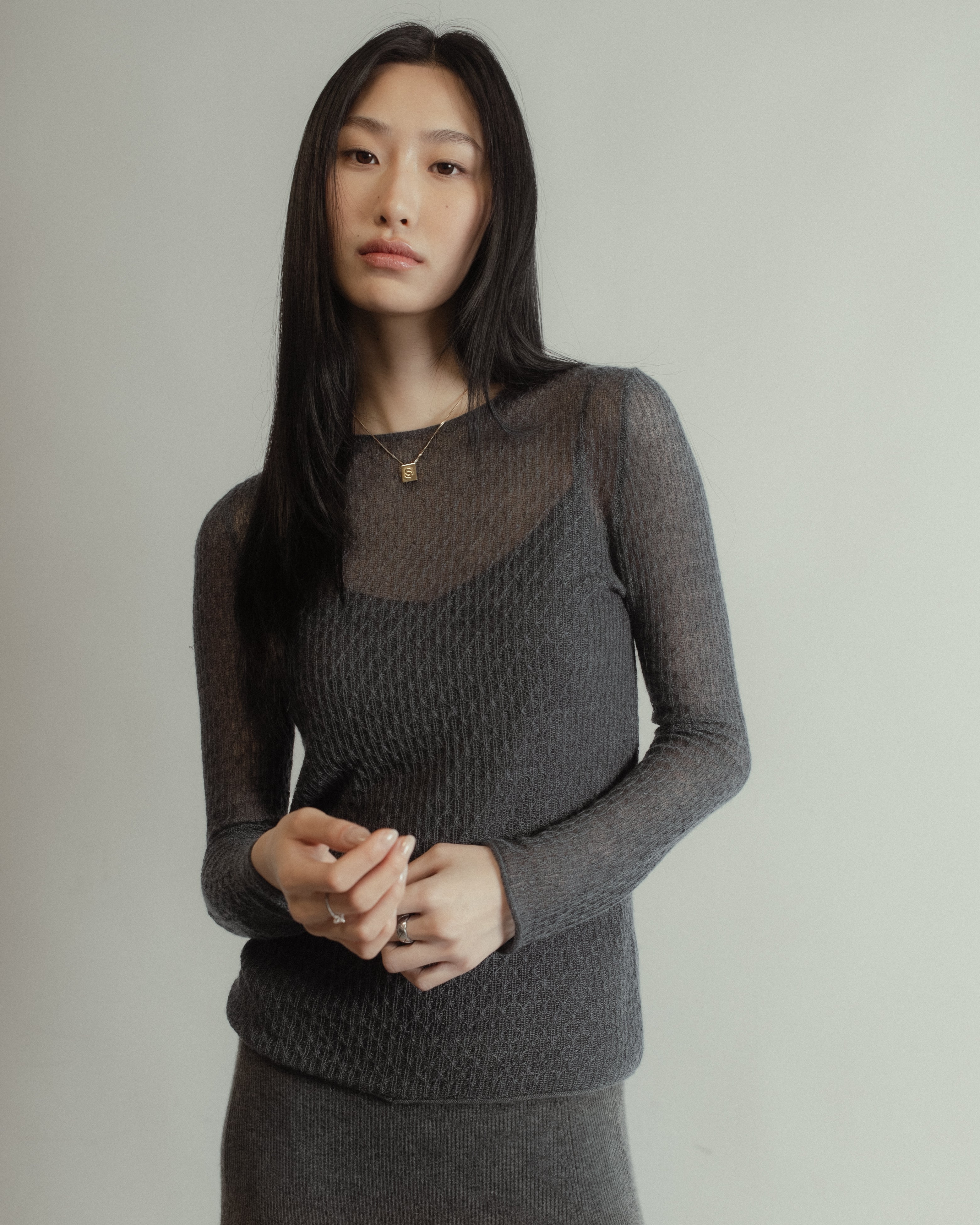 Veil Sheer Top Mysto Cashmere