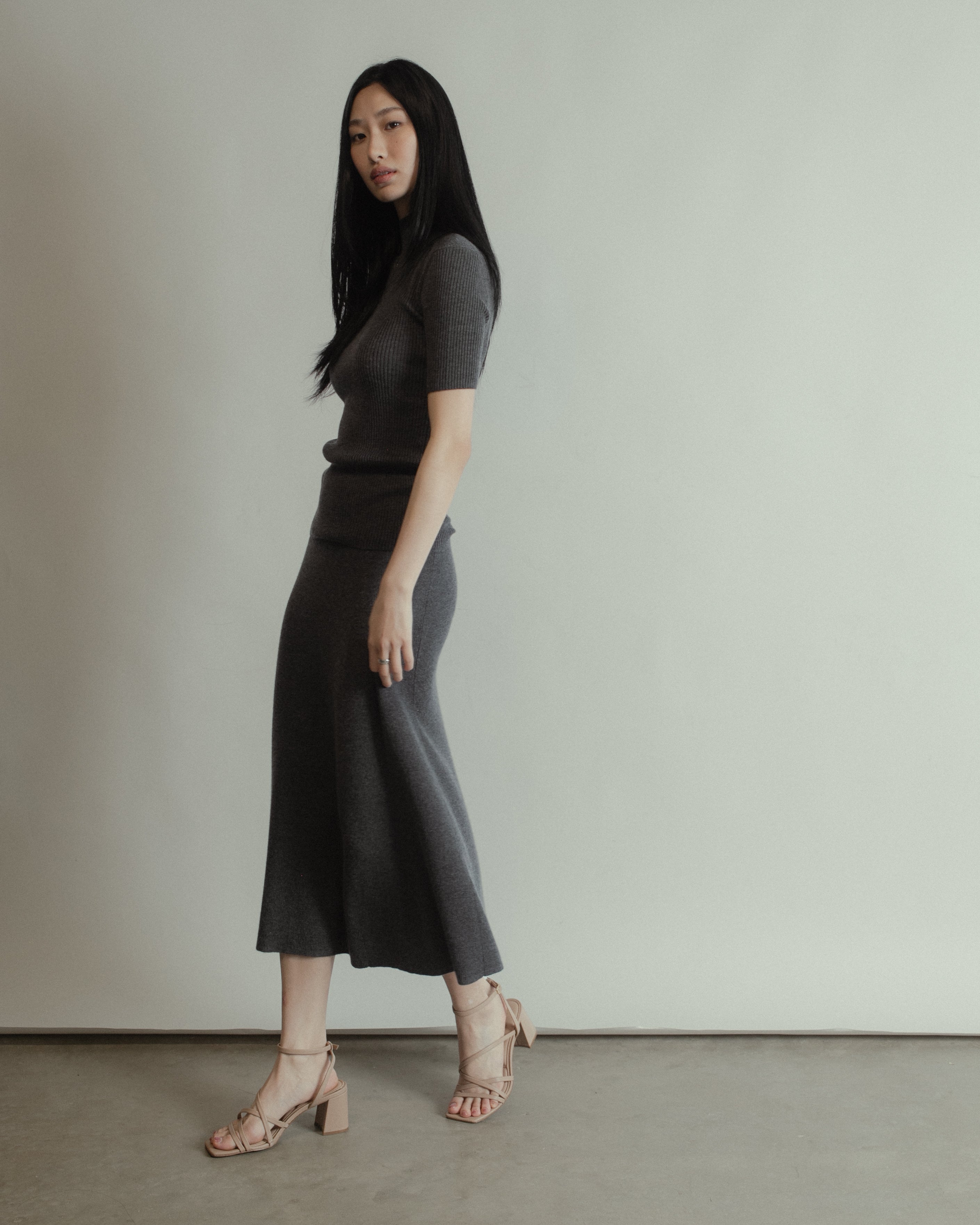 Linea Mock Neck Top Mysto Cashmere