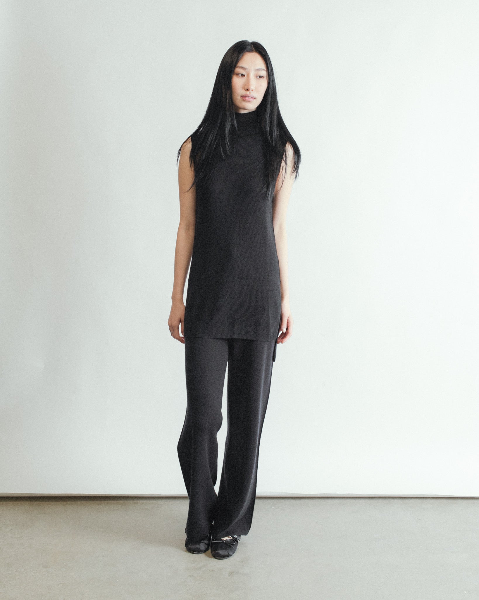 Linea Side-Slit Top Mysto Cashmere