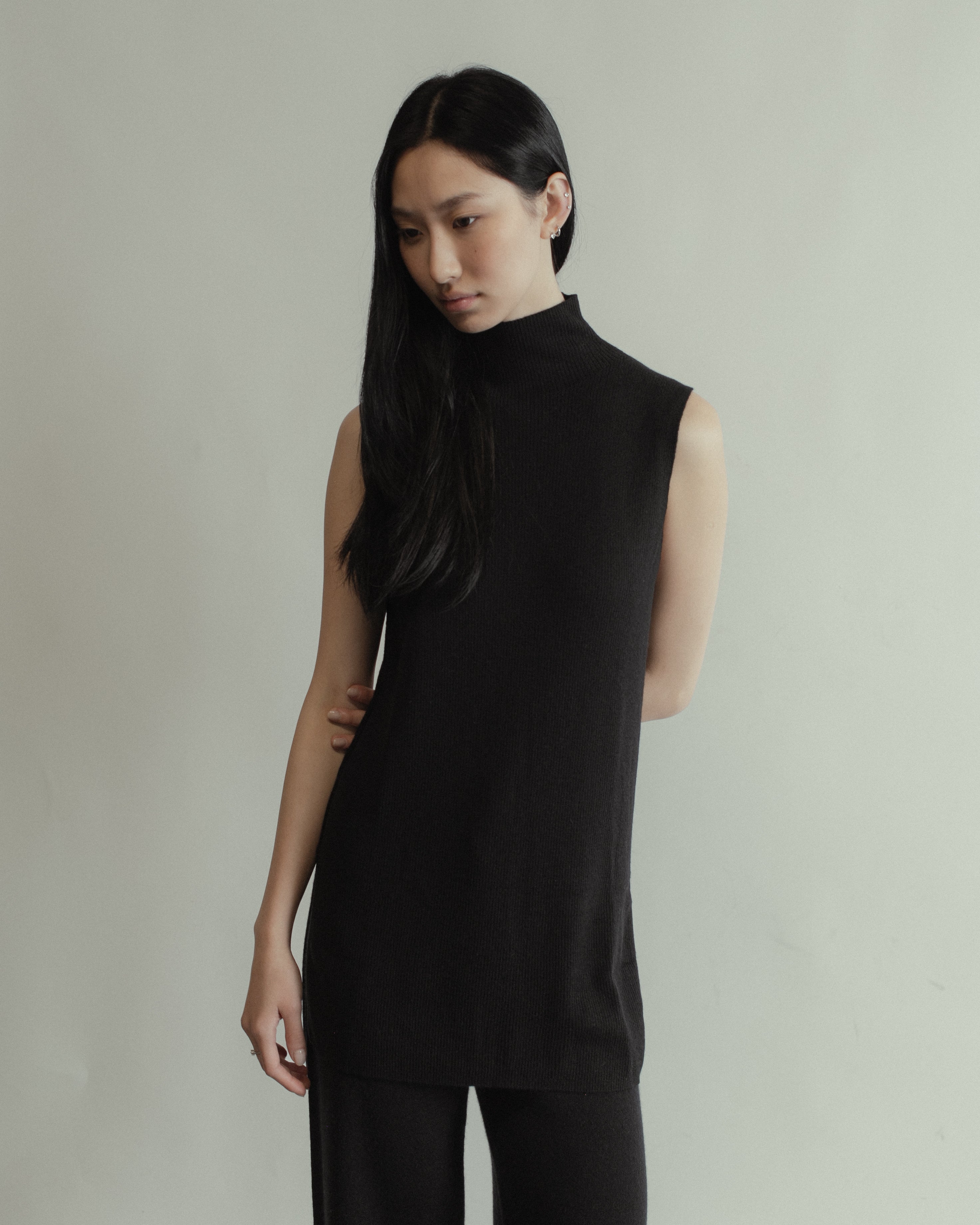 Linea Side-Slit Top Mysto Cashmere