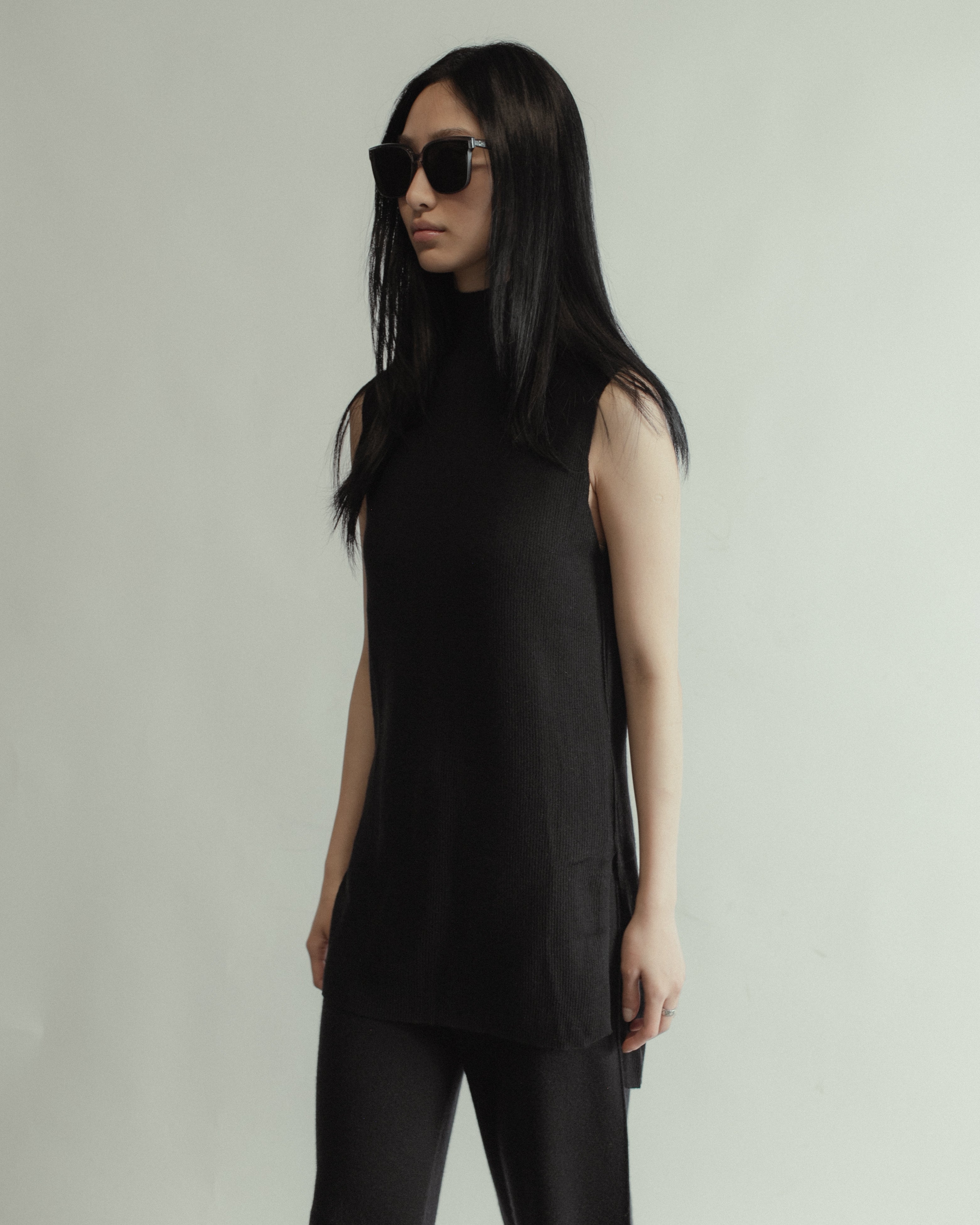 Linea Side-Slit Top Mysto Cashmere