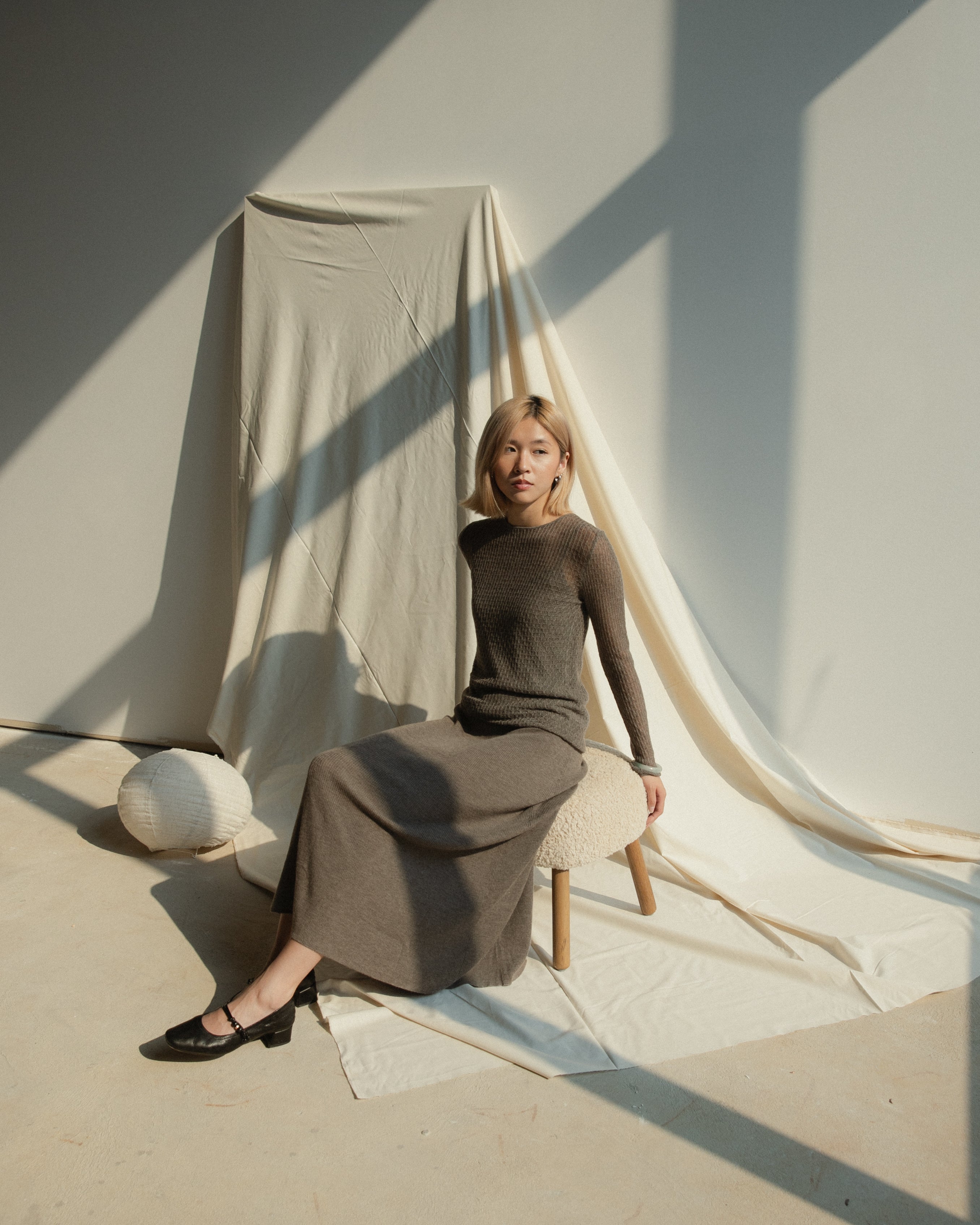 Cashmere Lace Knit Sheer Top, Mysto Cashmere