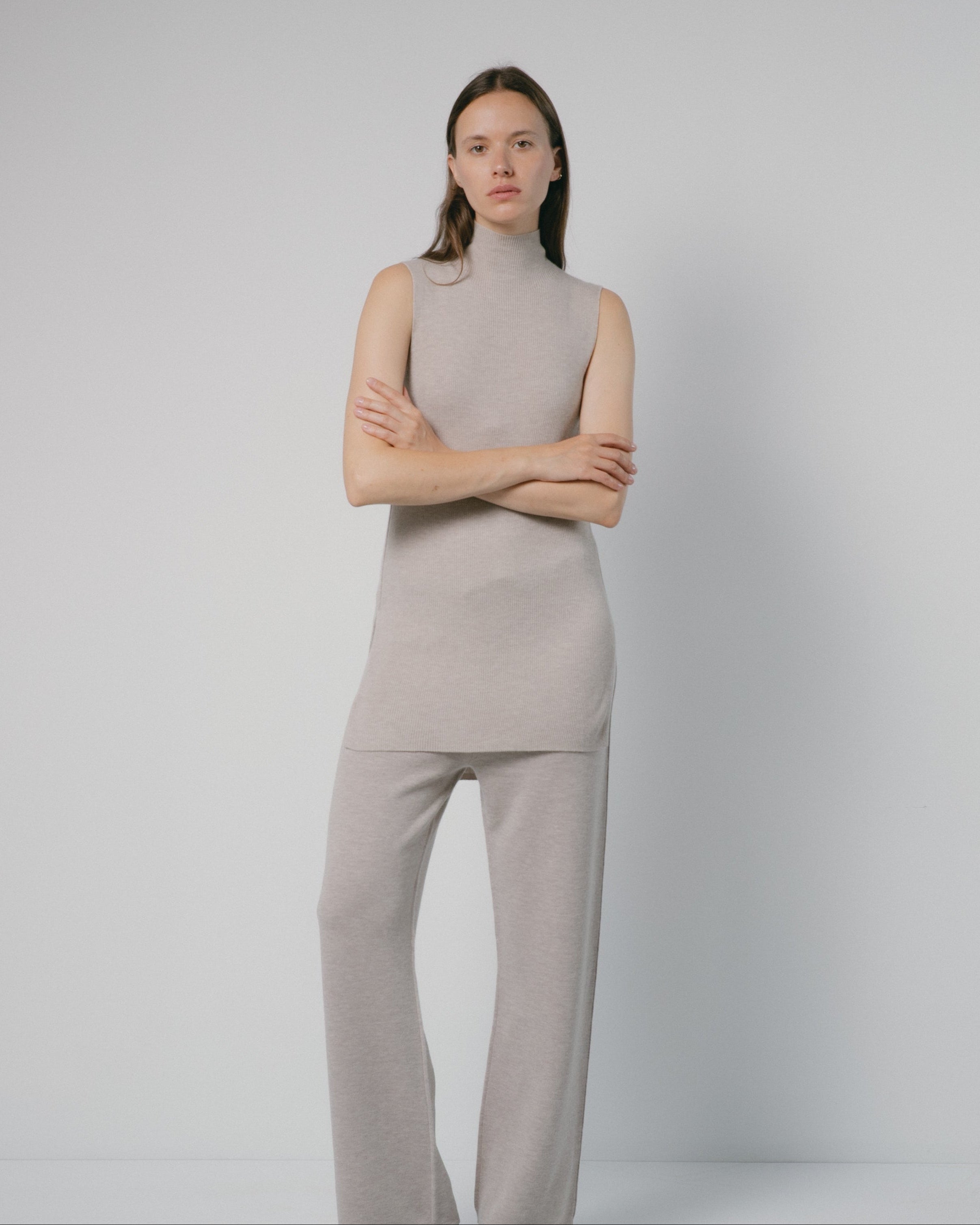 Linea Side-Slit Top Mysto Cashmere