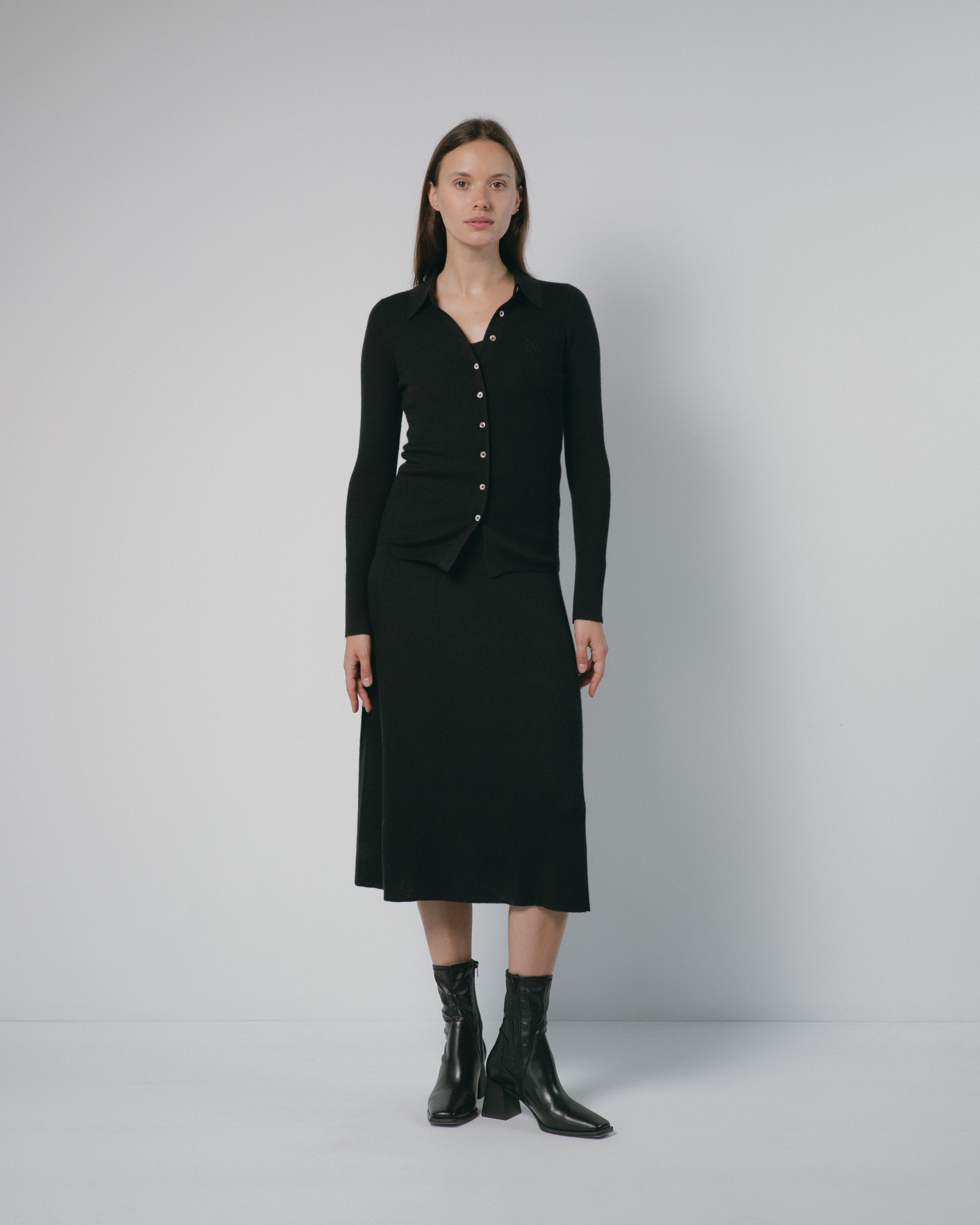Linea Collared Cashmere Cardigan Mysto Cashmere