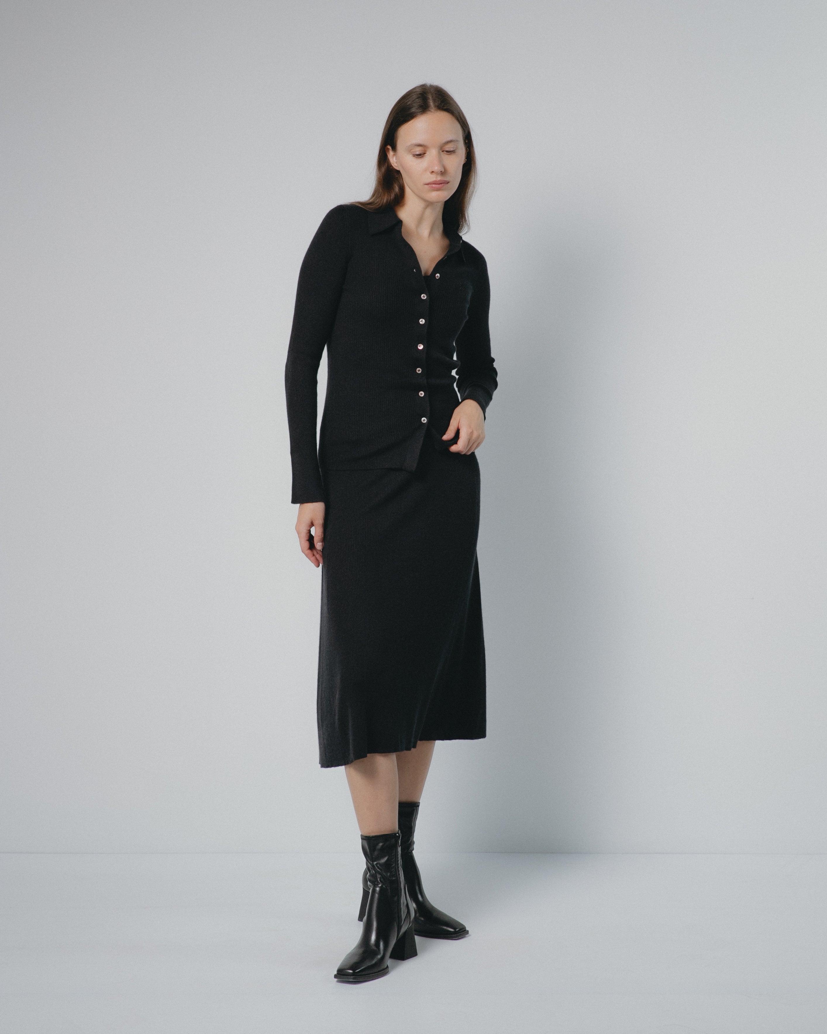 Linea Collared Cashmere Cardigan Mysto Cashmere