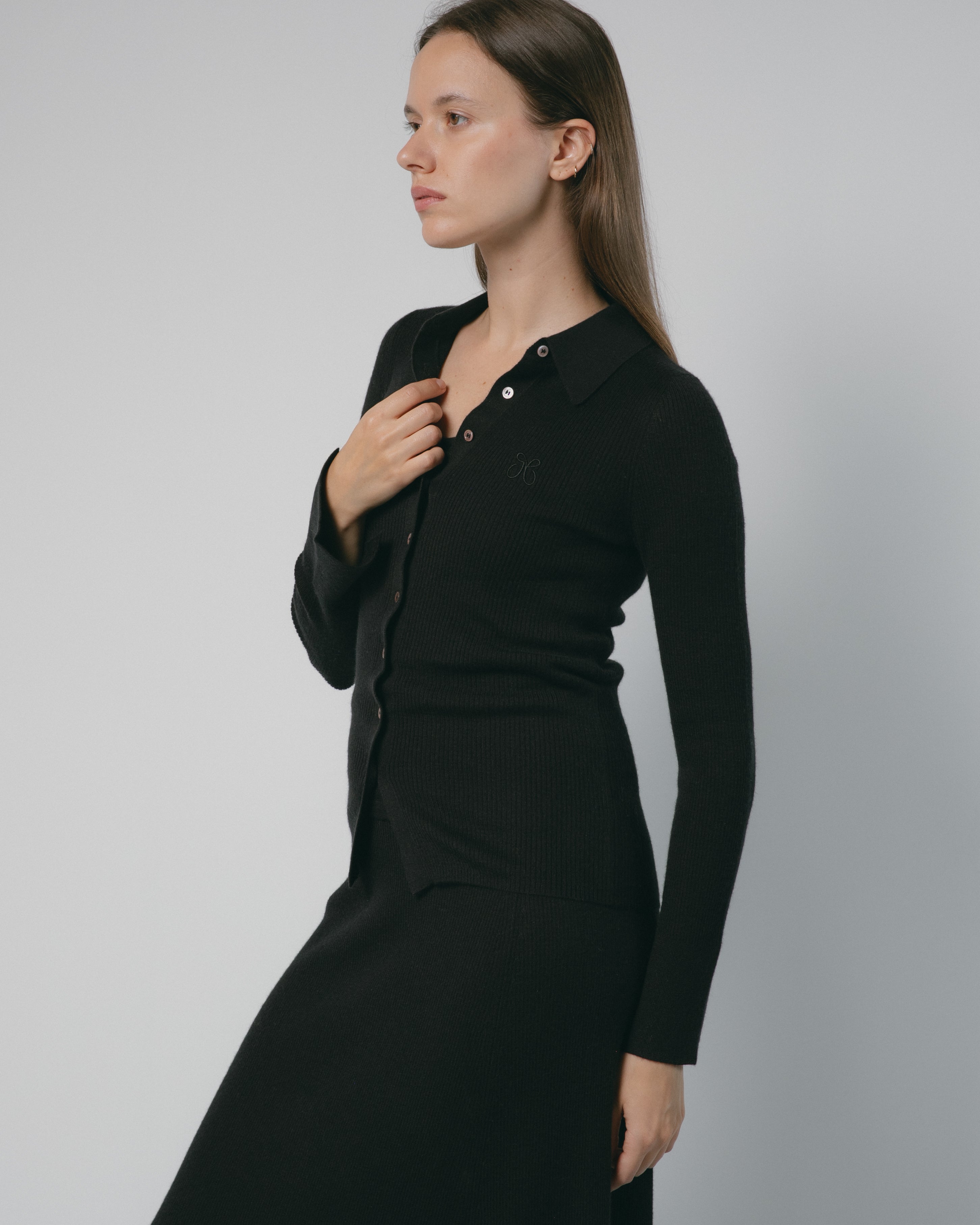 Linea Collared Cashmere Cardigan Mysto Cashmere