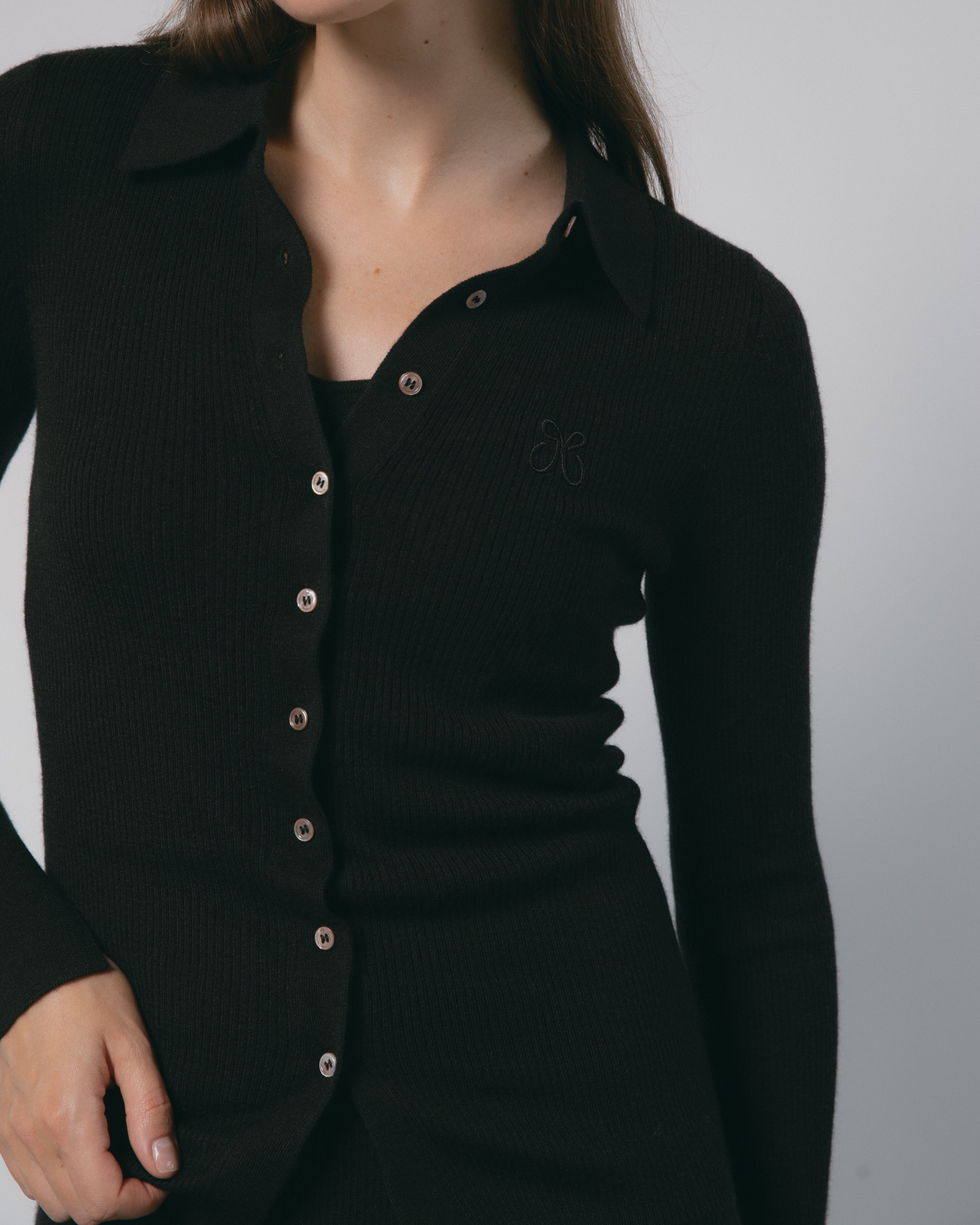 Linea Collared Cashmere Cardigan Mysto Cashmere