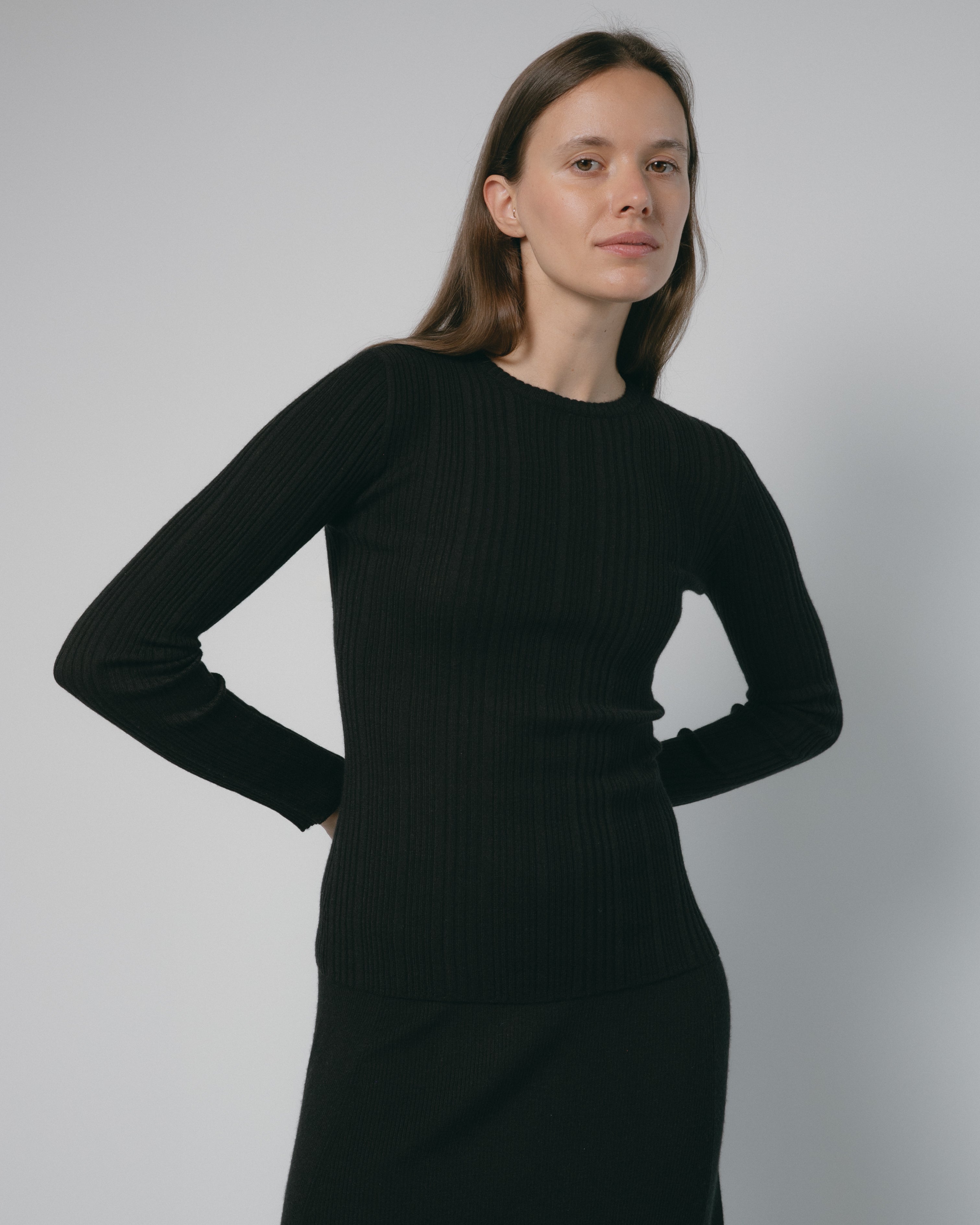 Linea Rib Sheer Cashmere Top Mysto Cashmere