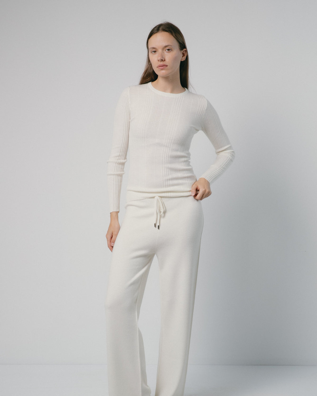 Linea Rib Sheer Cashmere Top Mysto Cashmere
