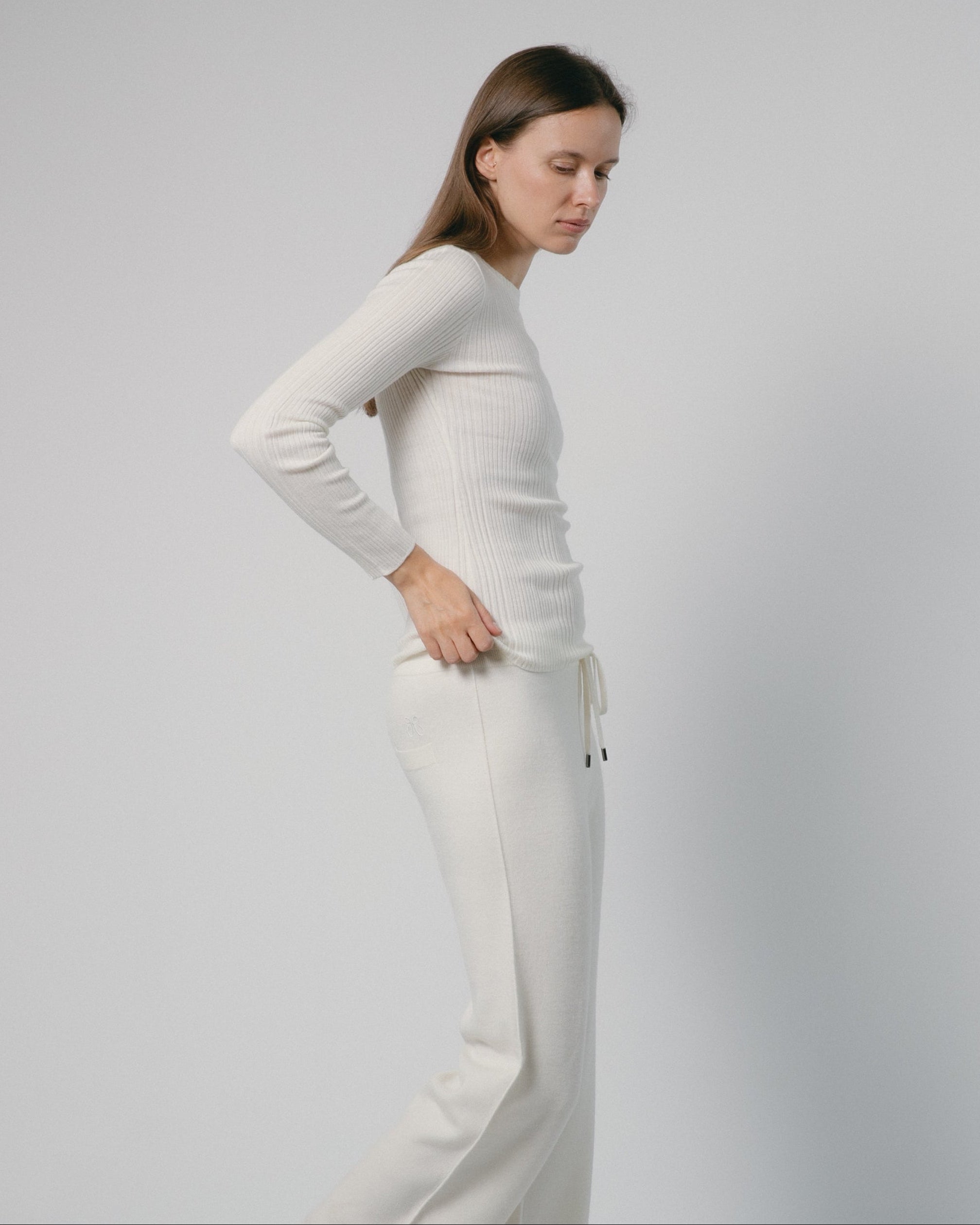 Linea Rib Sheer Cashmere Top Mysto Cashmere