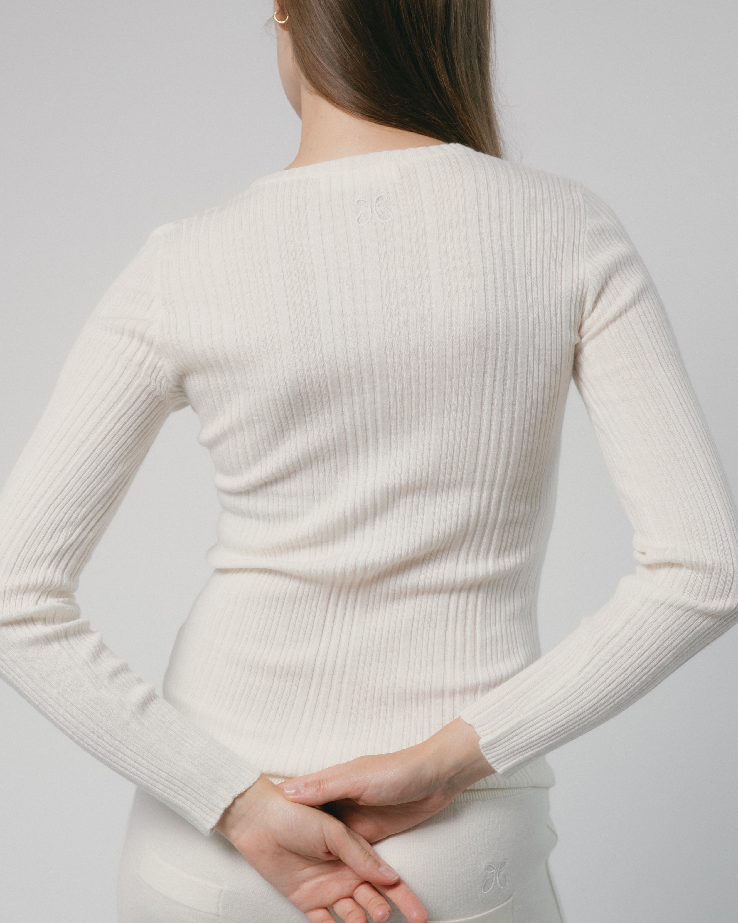 Linea Rib Sheer Cashmere Top Mysto Cashmere