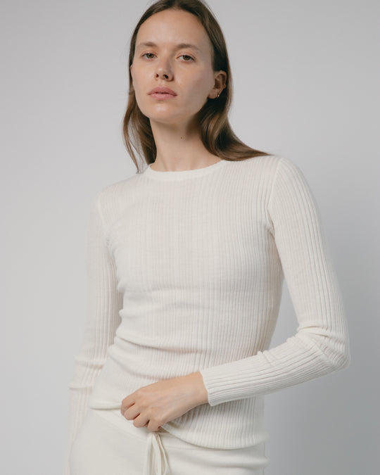 Linea Rib Sheer Cashmere Top
