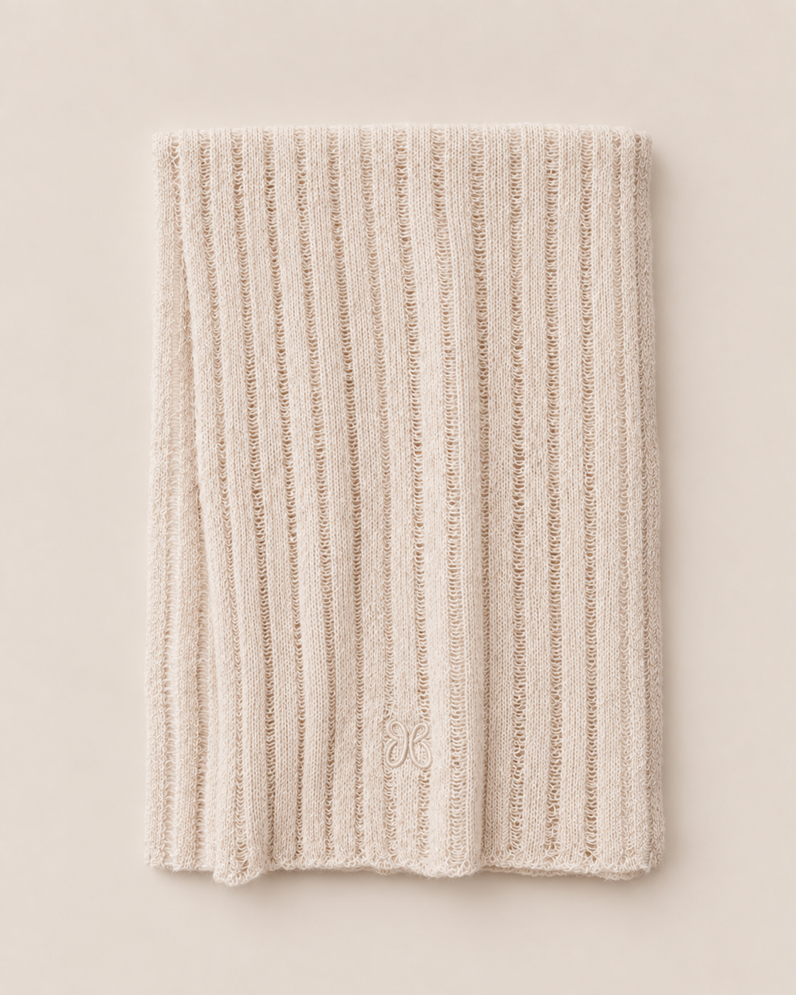 Cashmere Lace Knit Scarf in Cream, Mysto Cashmere