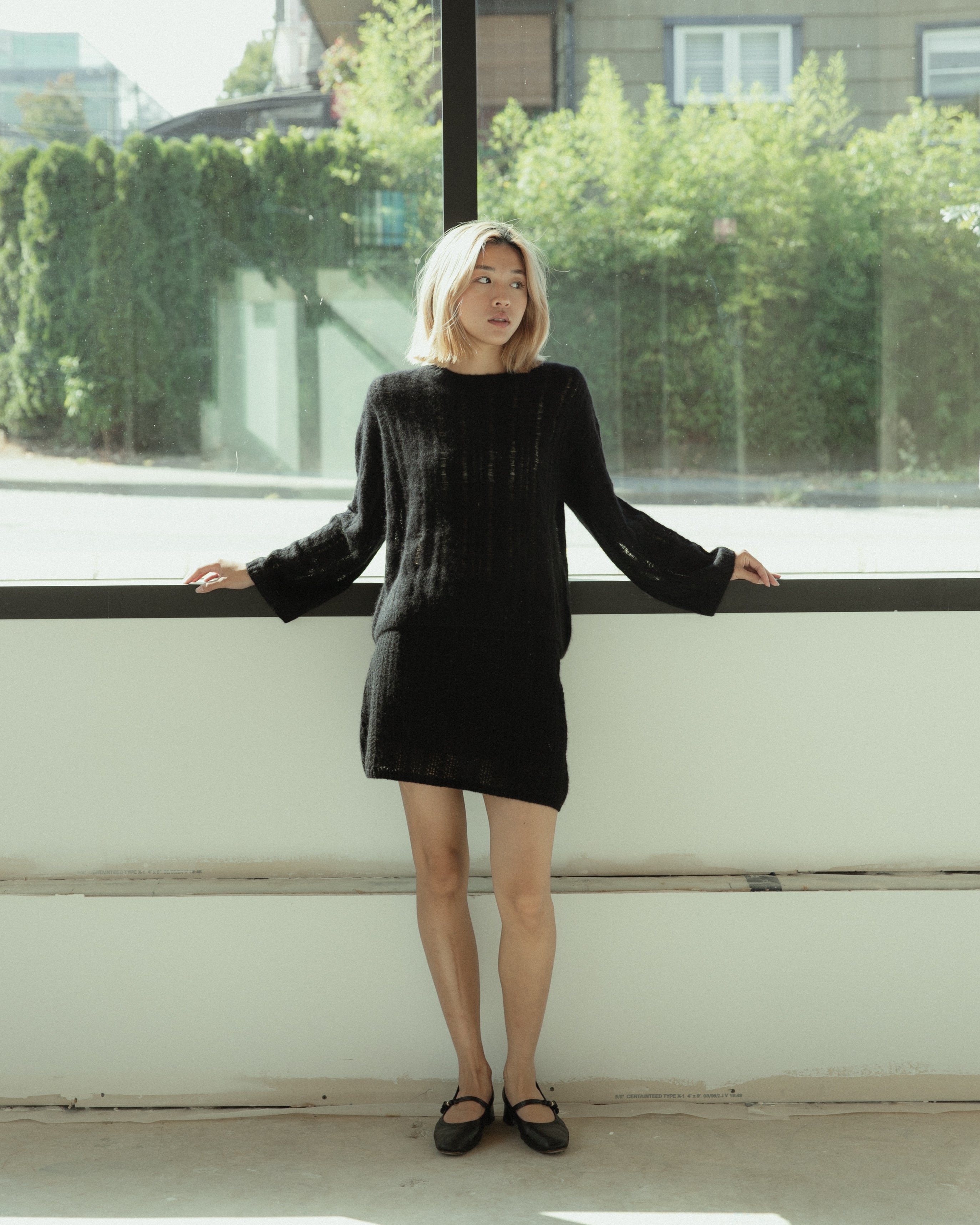 Cashmere Lace Knit Sweater in Americano, Mysto Cashmere