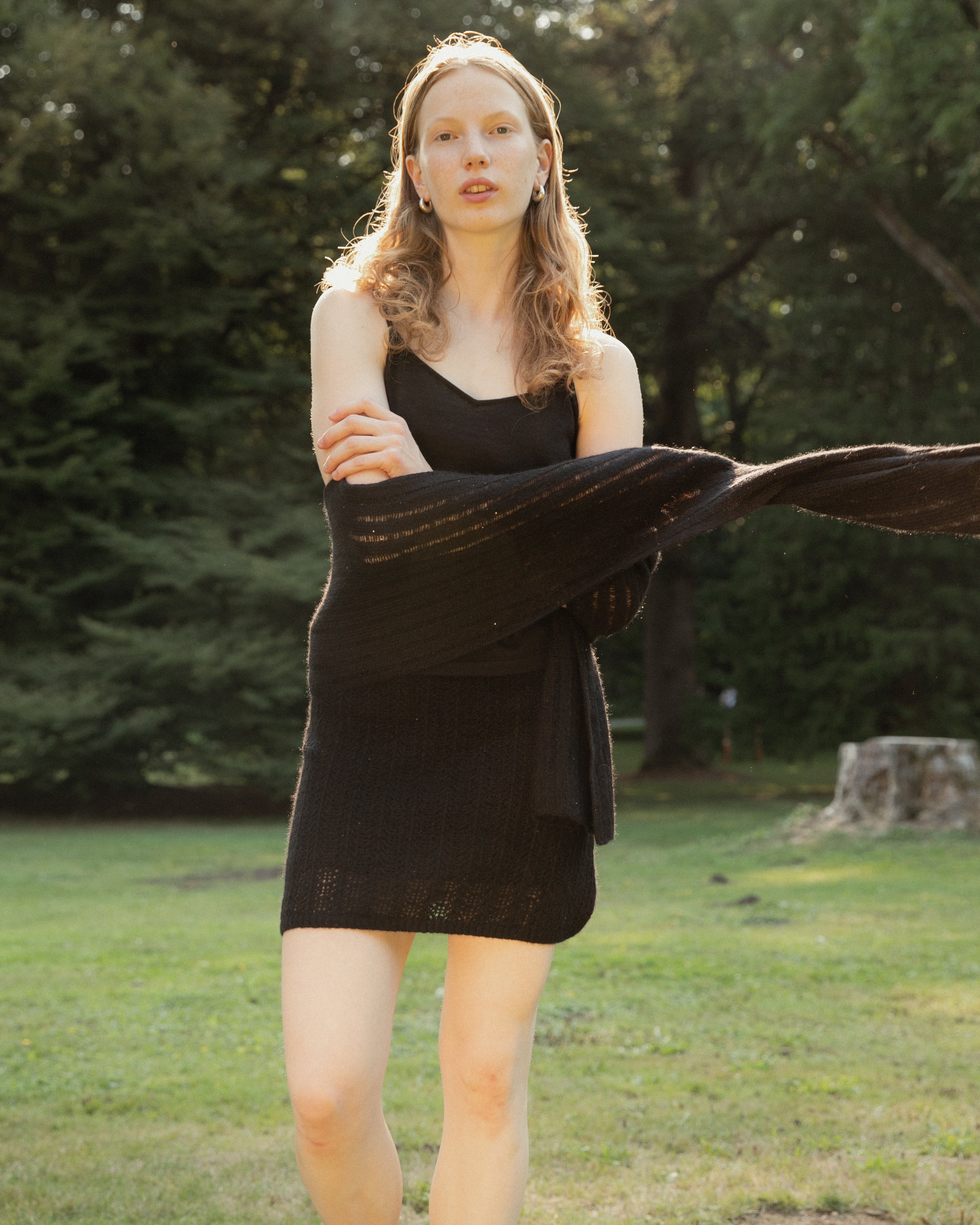 Cashmere Lace Knit Scarf in Americano, Mysto Cashmere