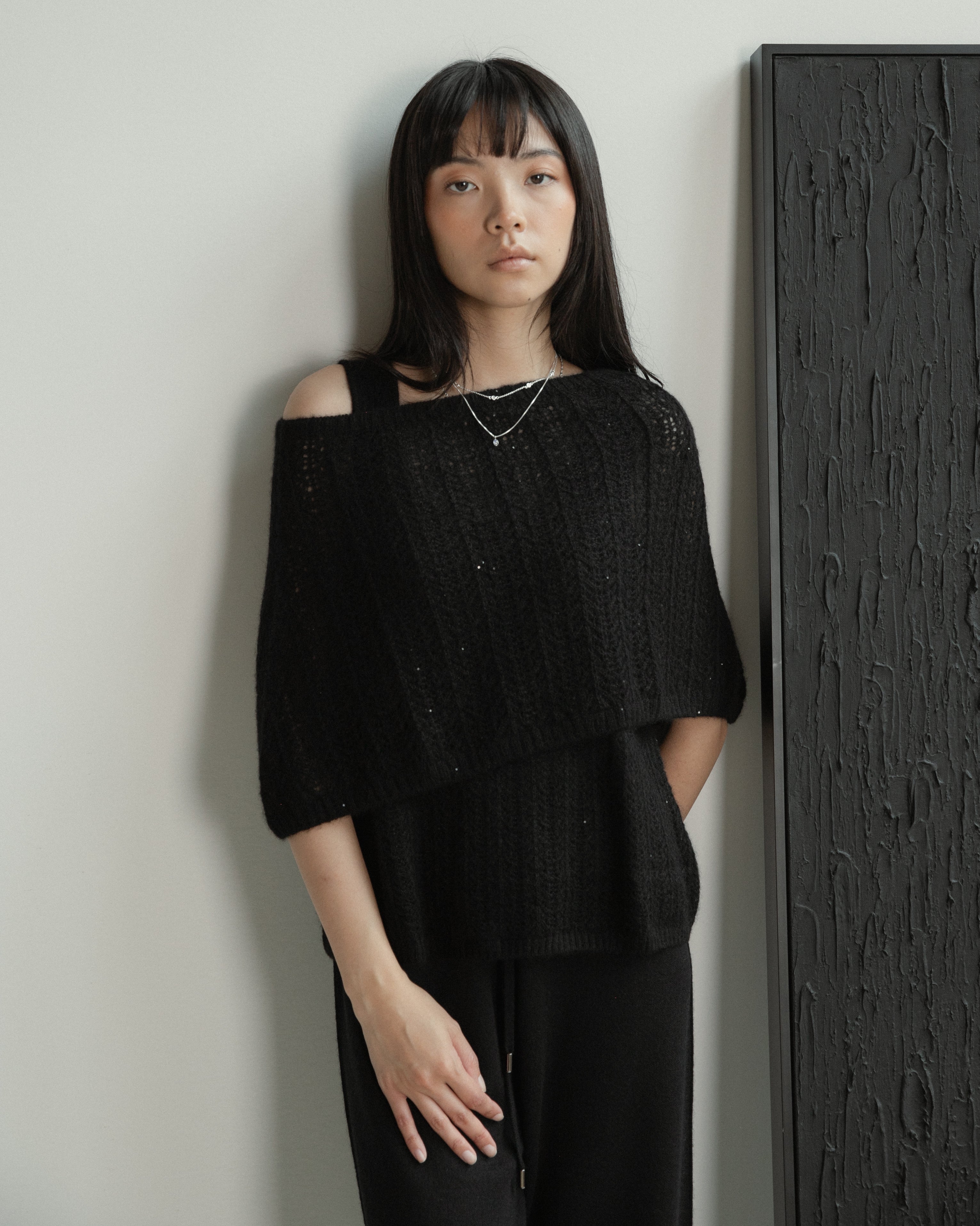 Cashmere Lace Knit Shawl in Americano, Mysto Cashmere
