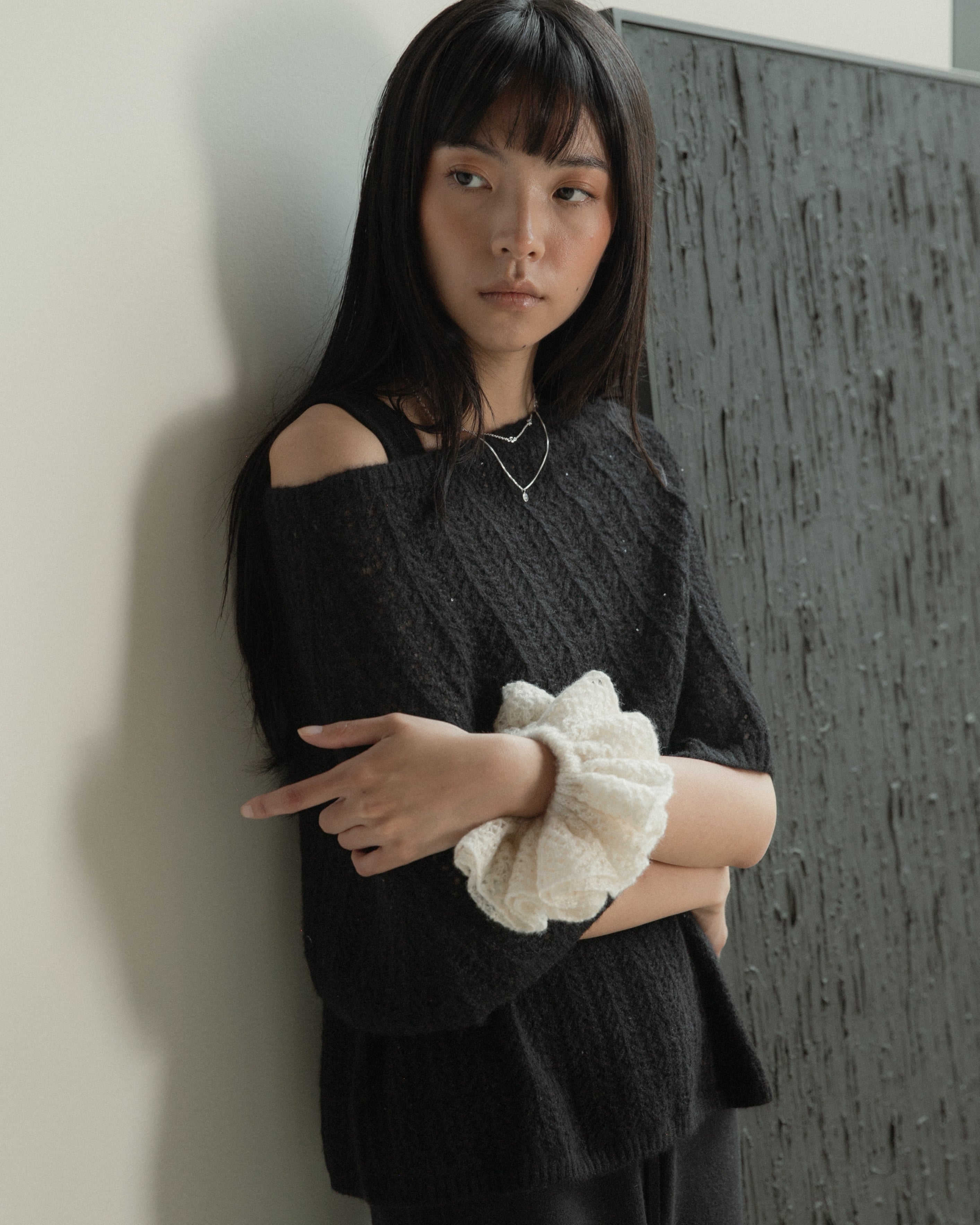 Cashmere Lace Knit Shawl in Americano, Mysto Cashmere
