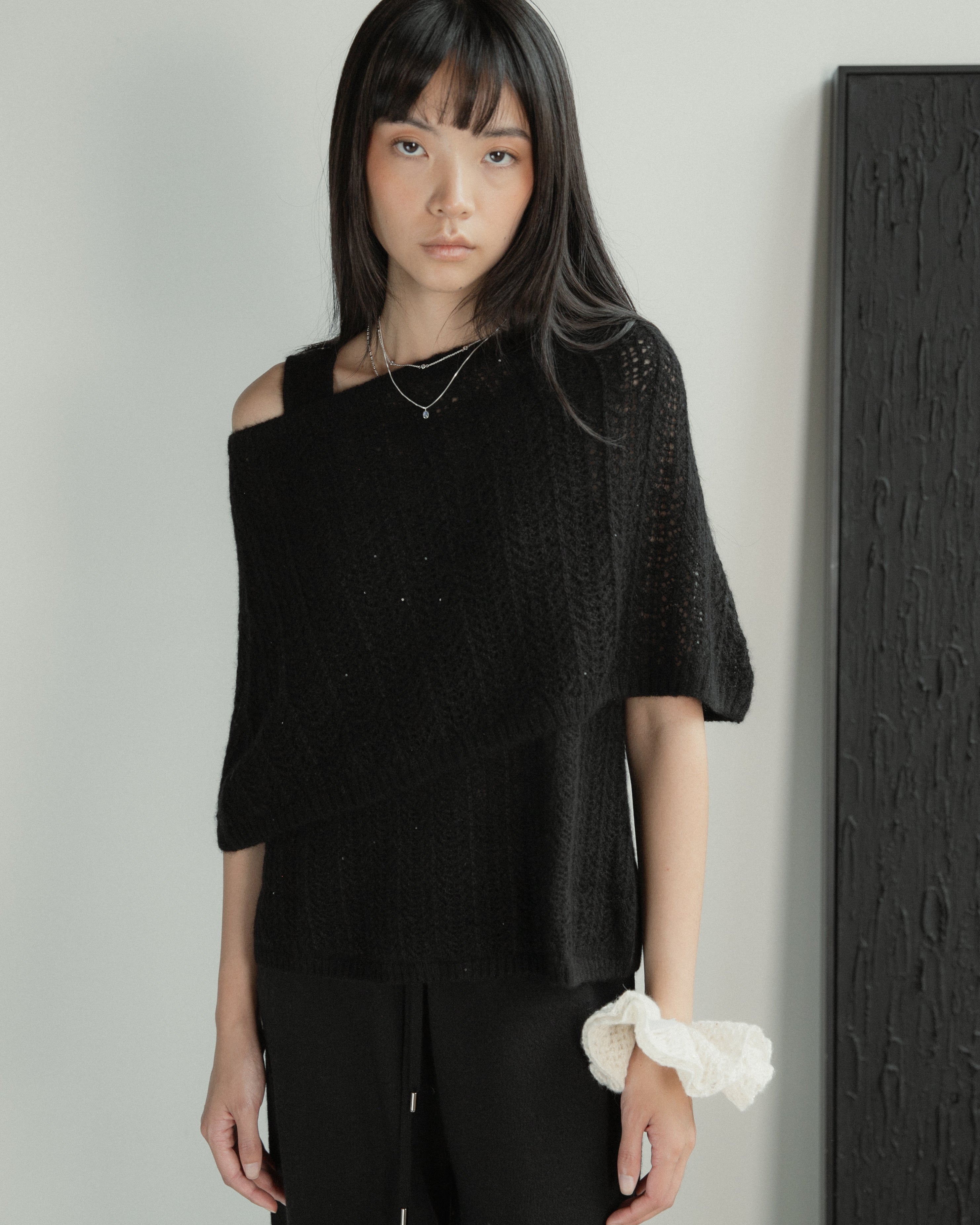 Cashmere Lace Knit Shawl in Americano, Mysto Cashmere