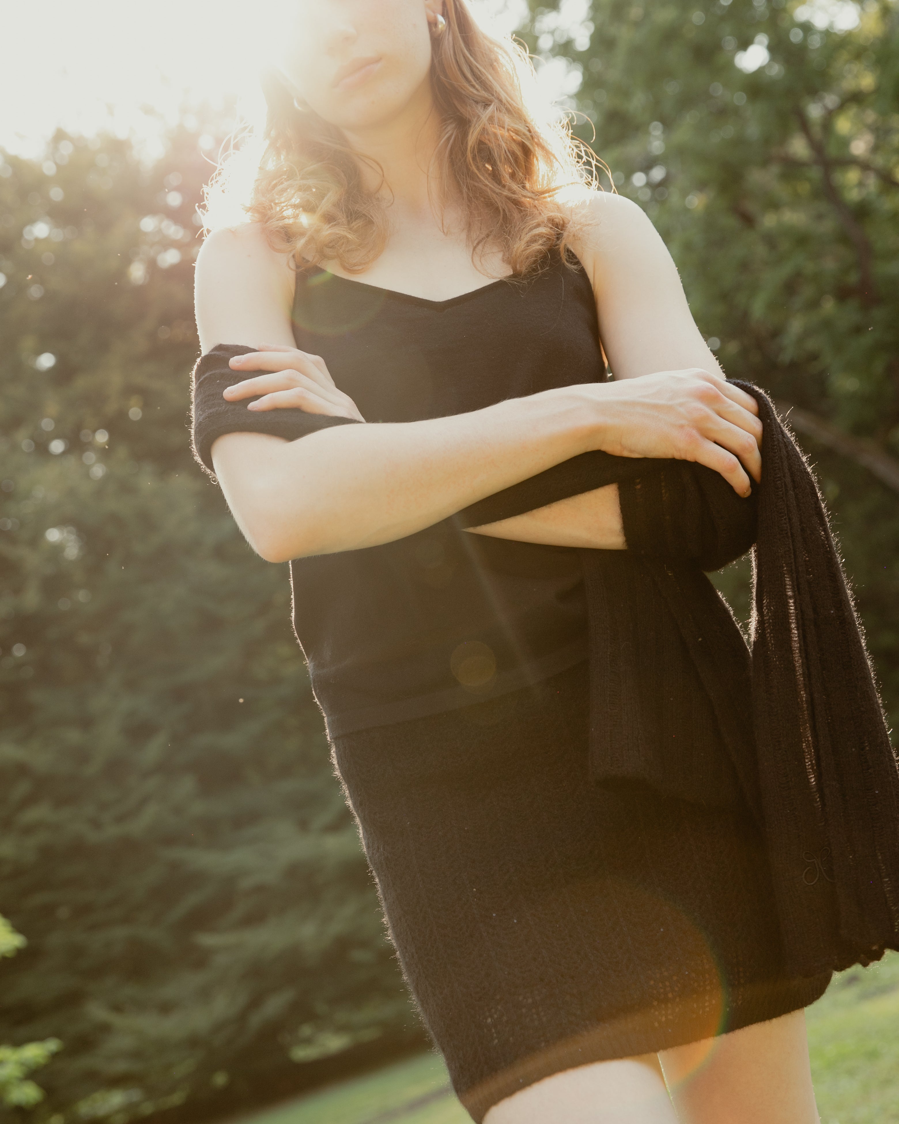 Cashmere Lace Knit Skirt in Americano, Mysto Cashmere