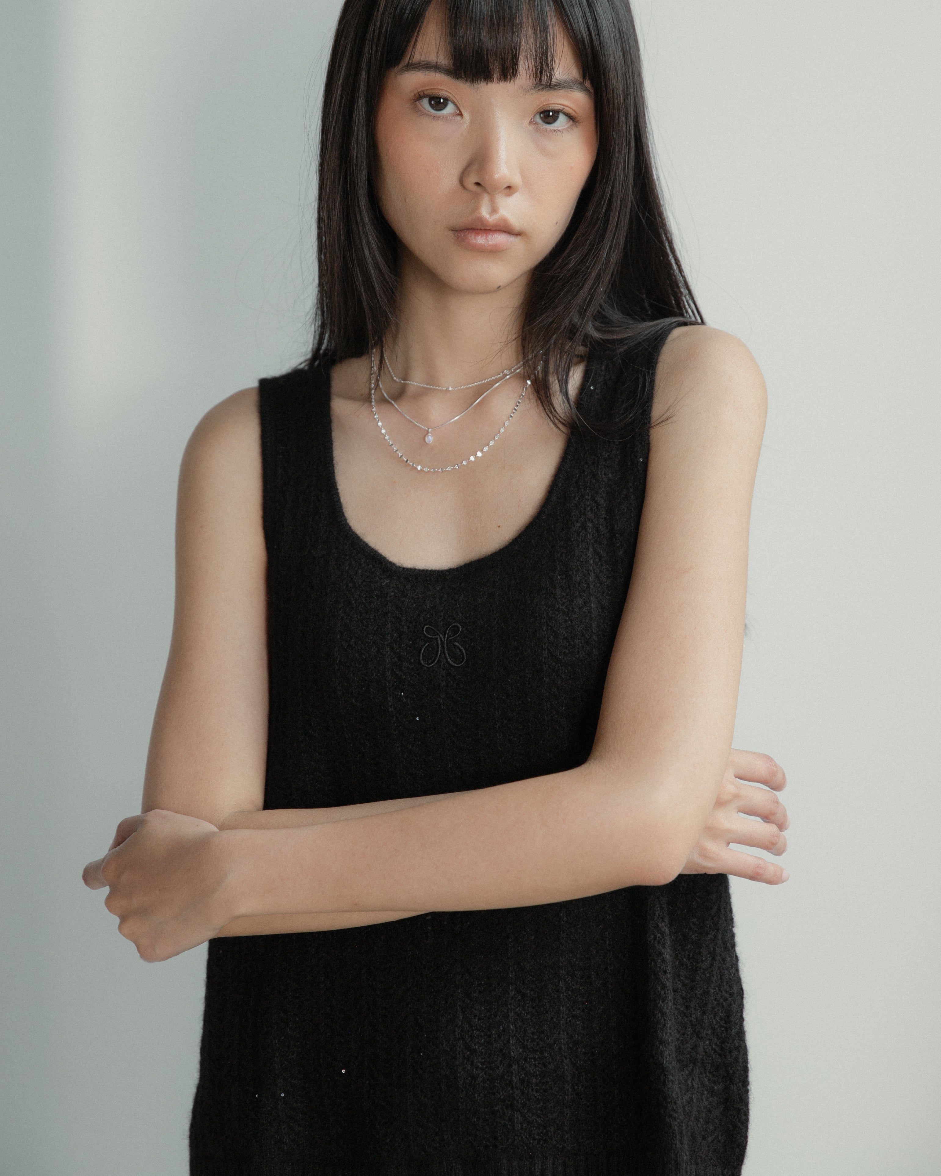 Cashmere Lace Knit Tank in Americano, Mysto Cashmere