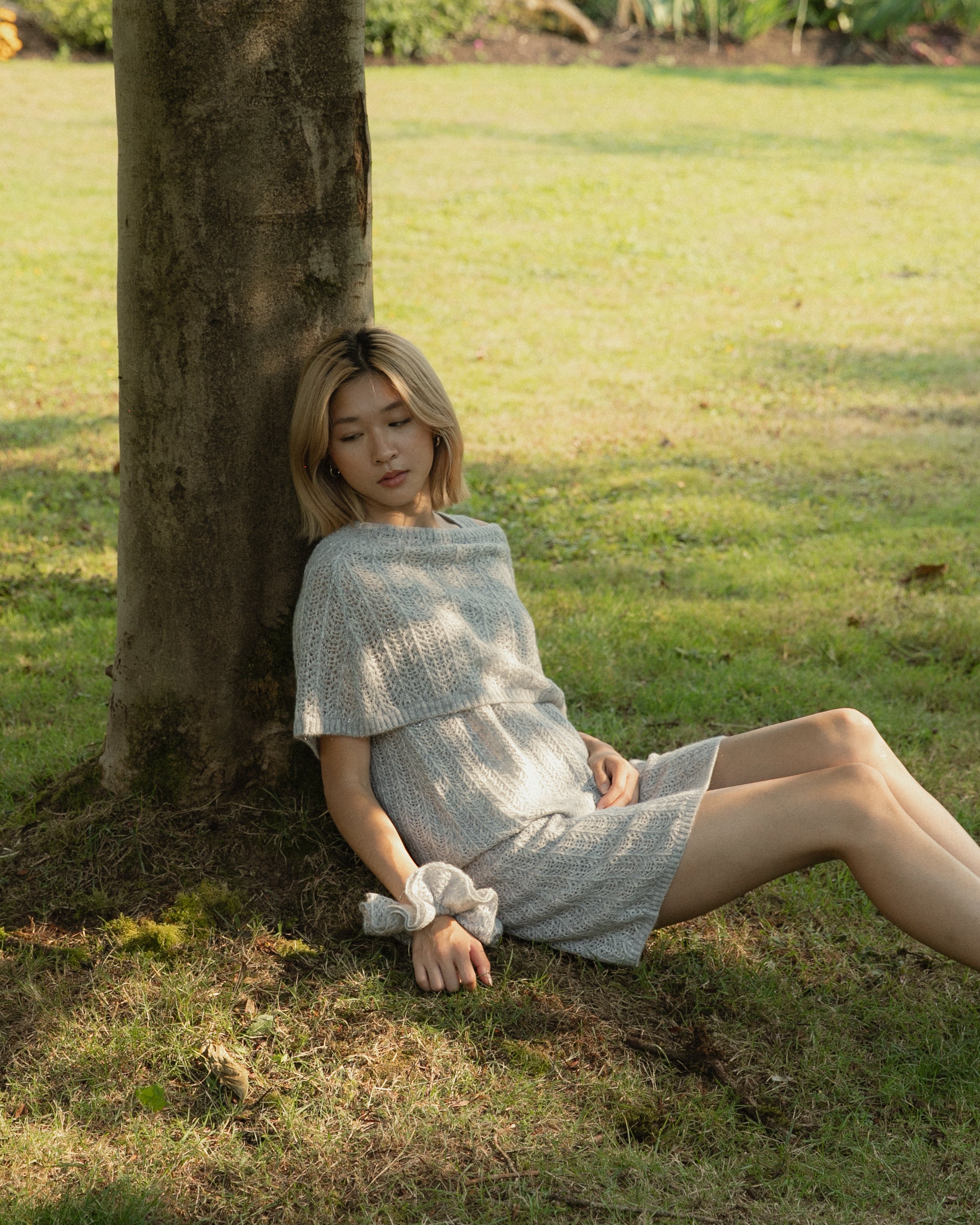 Cashmere Lace Knit Shawl in Cloud, Mysto Cashmere
