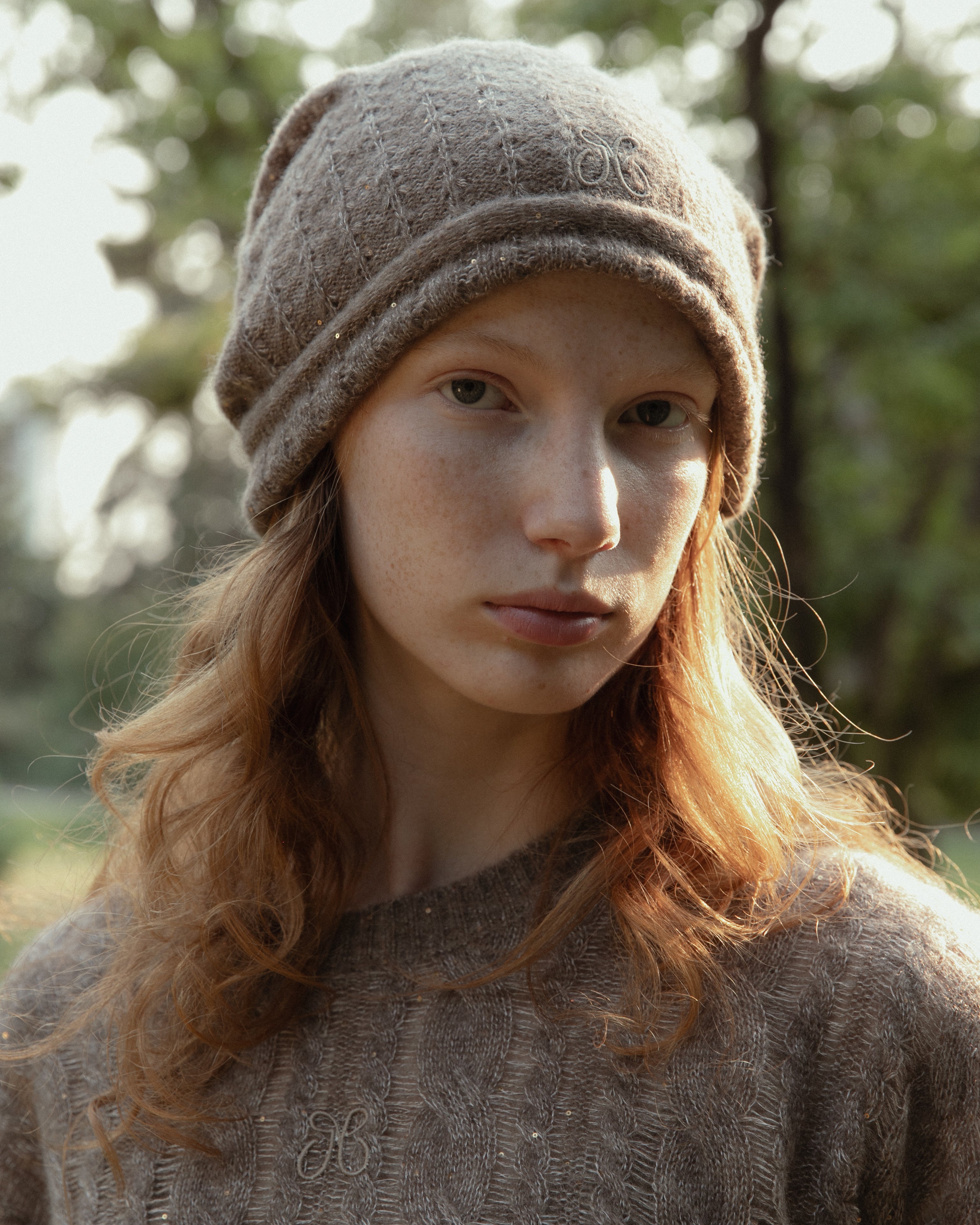 Cashmere Lace Knit Beanie in Mocha, Mysto Cashmere