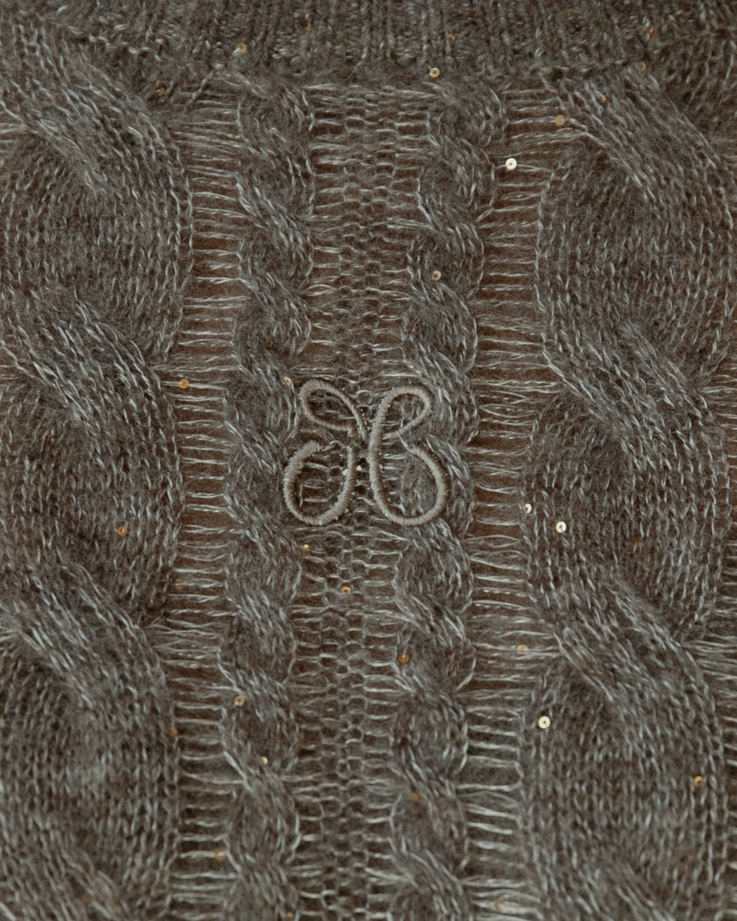 Cashmere Lace Knit Sweater in Mocha, Mysto Cashmere