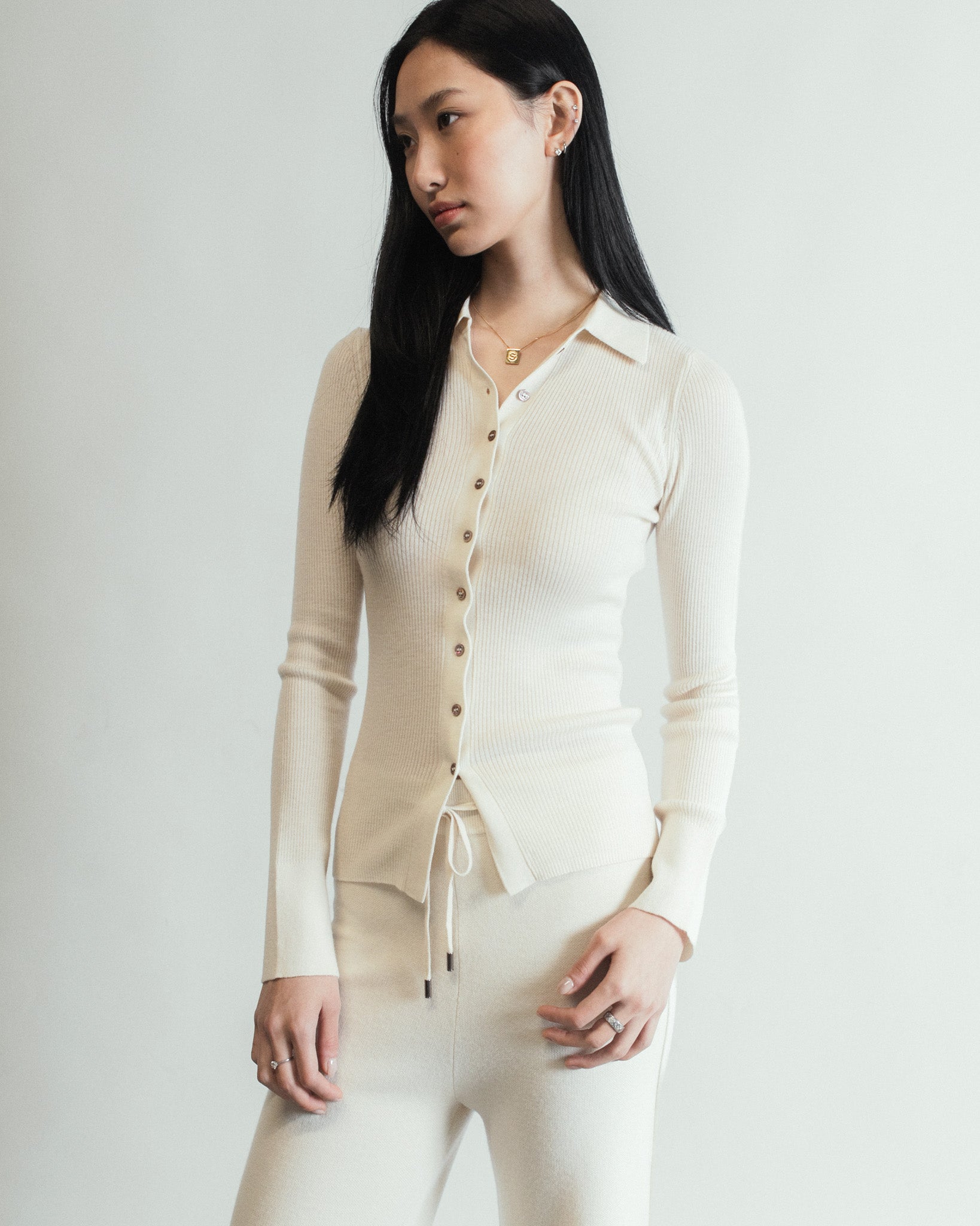 Linea Collared Cashmere Cardigan Mysto Cashmere