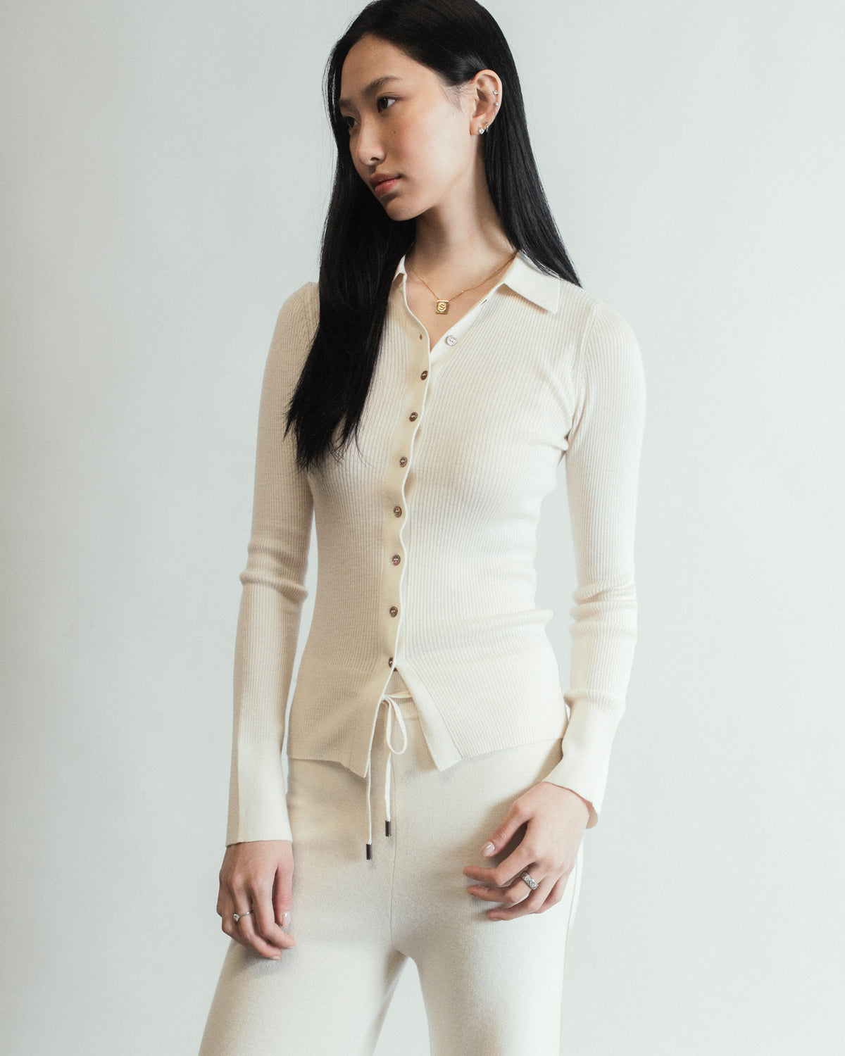 Linea Collared Cashmere Cardigan Mysto Cashmere