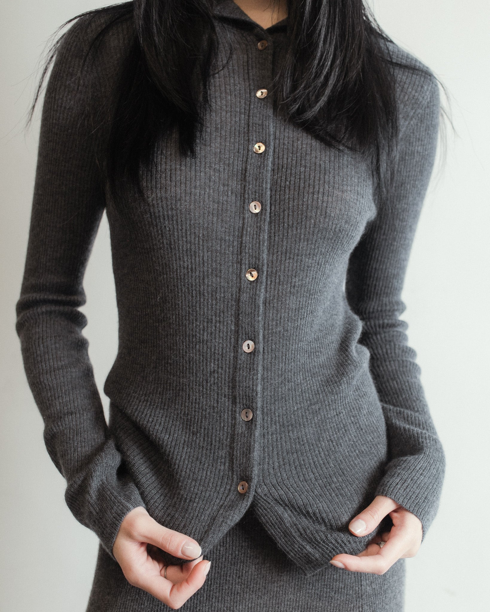 Linea Collared Cashmere Cardigan Mysto Cashmere