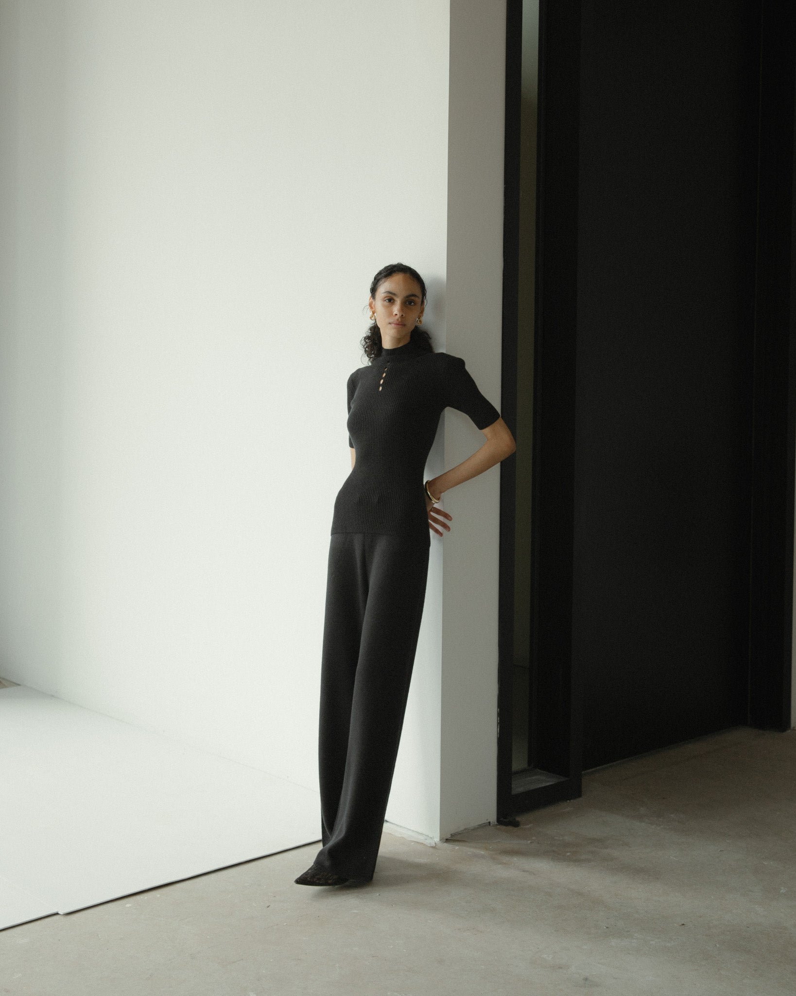 Linea Mock Neck Top Mysto Cashmere