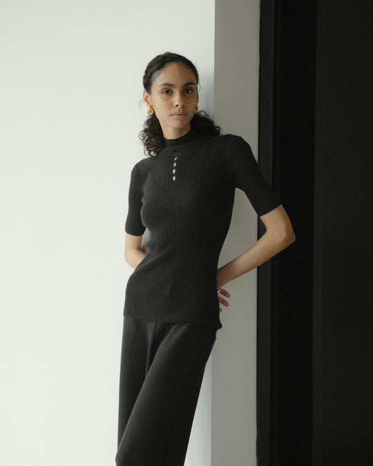Linea Cashmere Mock Neck Top