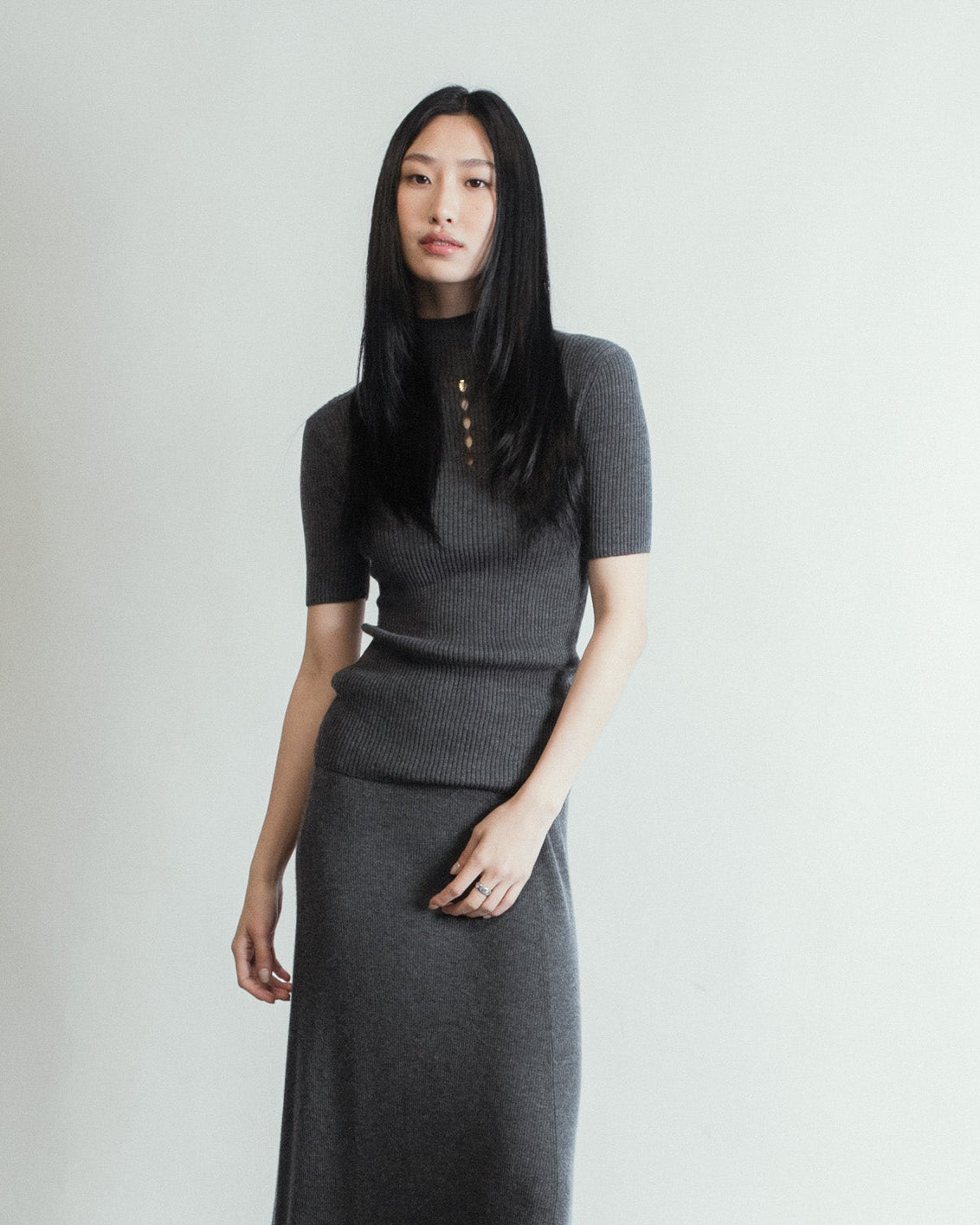 Linea Mock Neck Top Mysto Cashmere