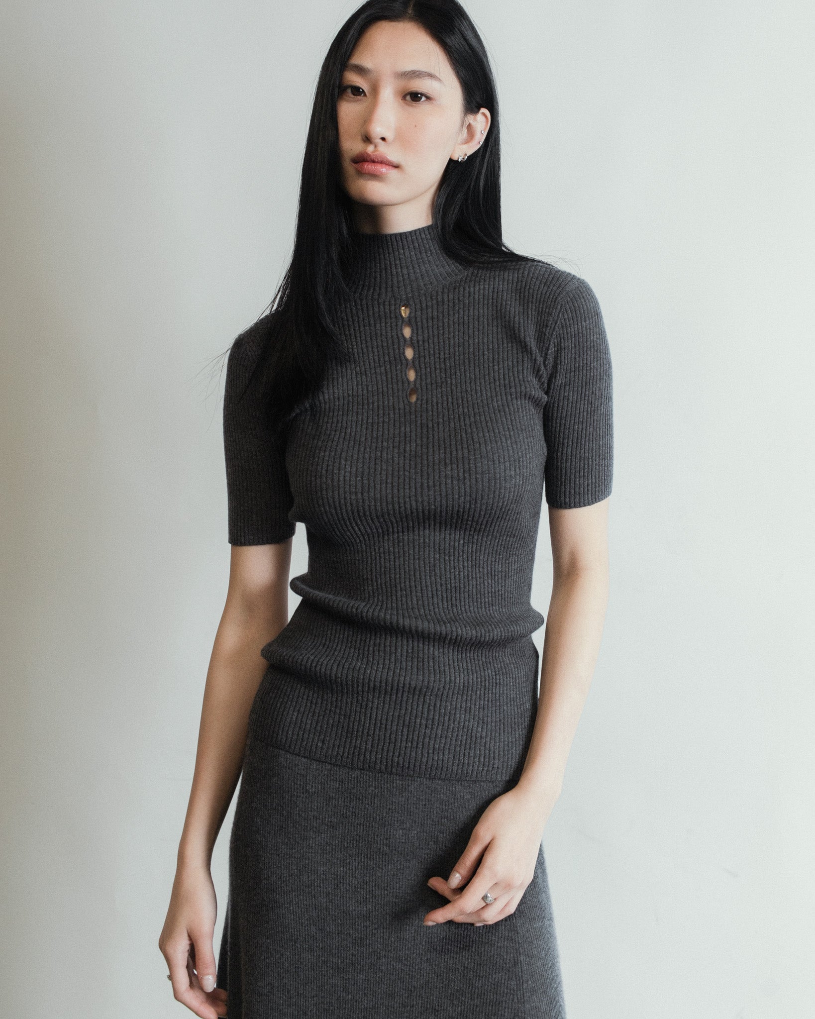 Linea Mock Neck Top Mysto Cashmere