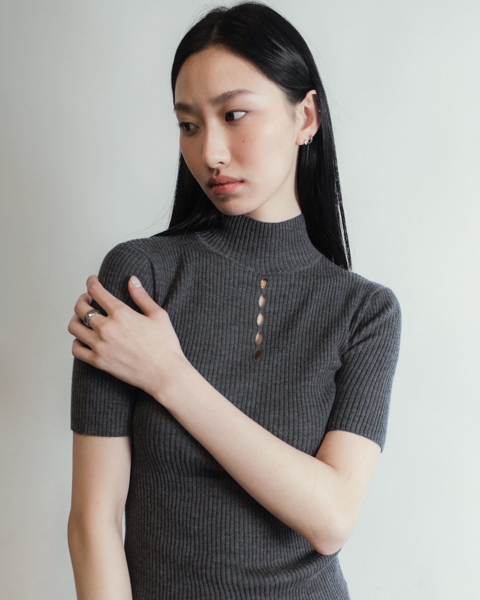 Linea Mock Neck Top Mysto Cashmere